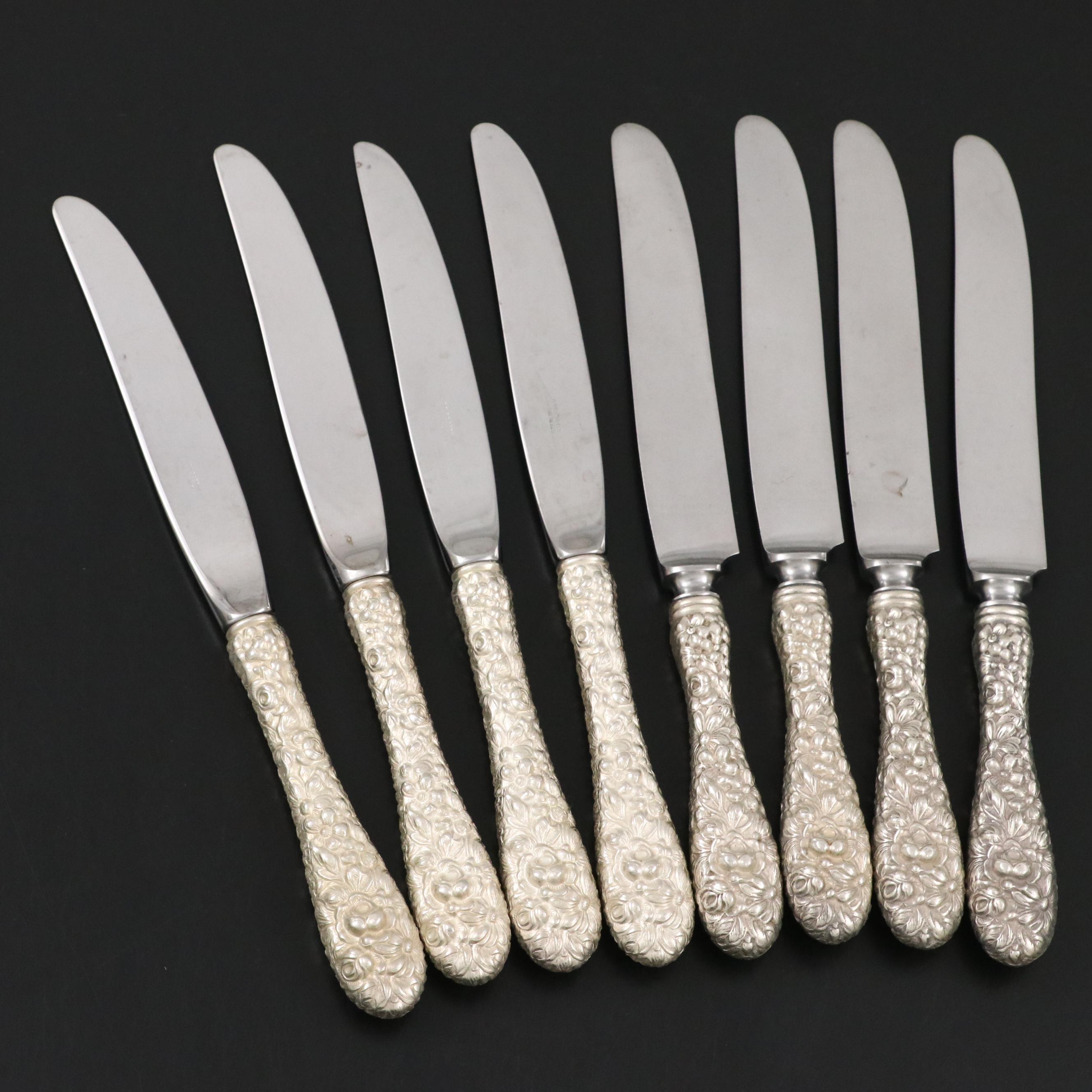 Stieff "Rose" Sterling Silver Handled Knives