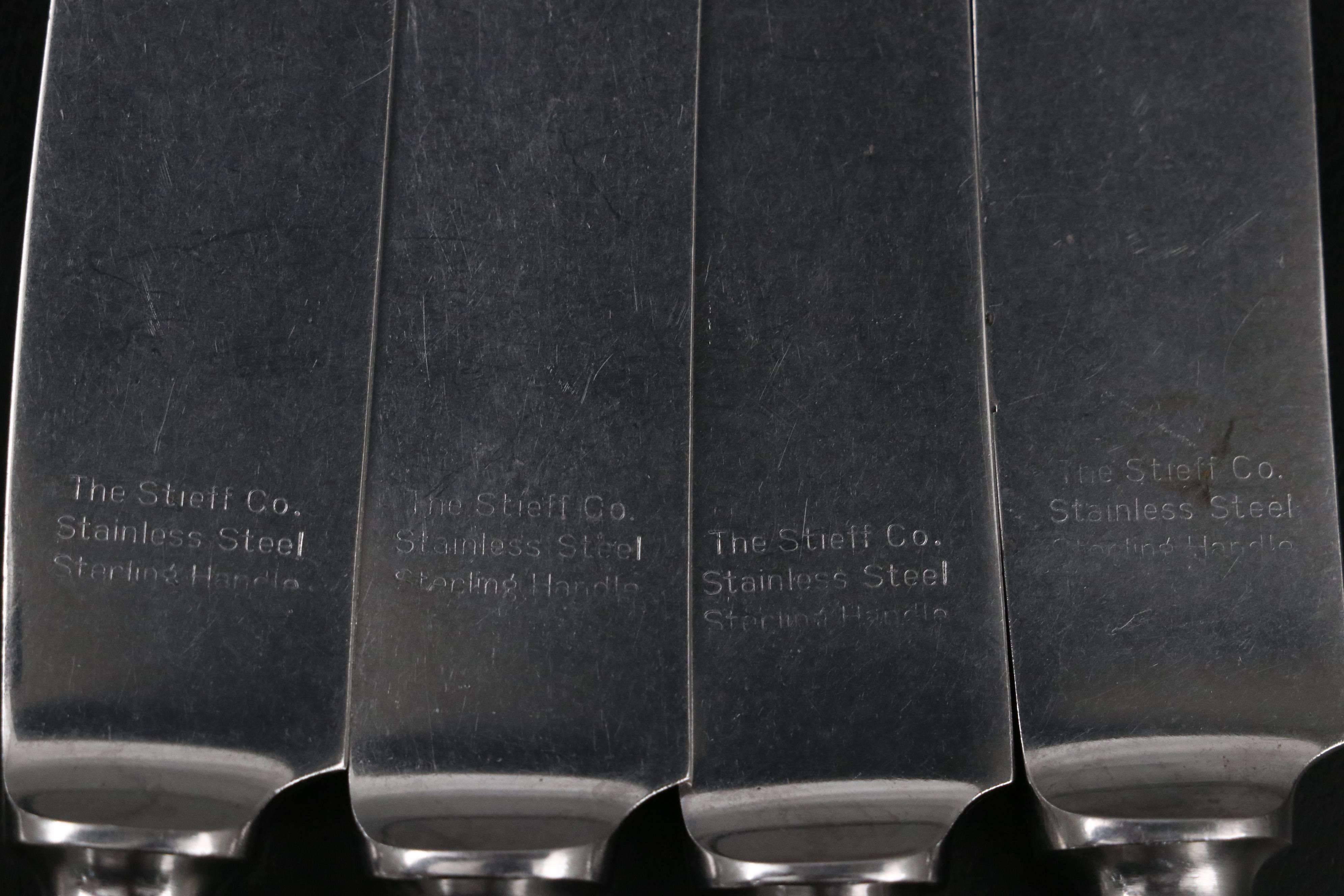 Stieff "Rose" Sterling Silver Handled Knives