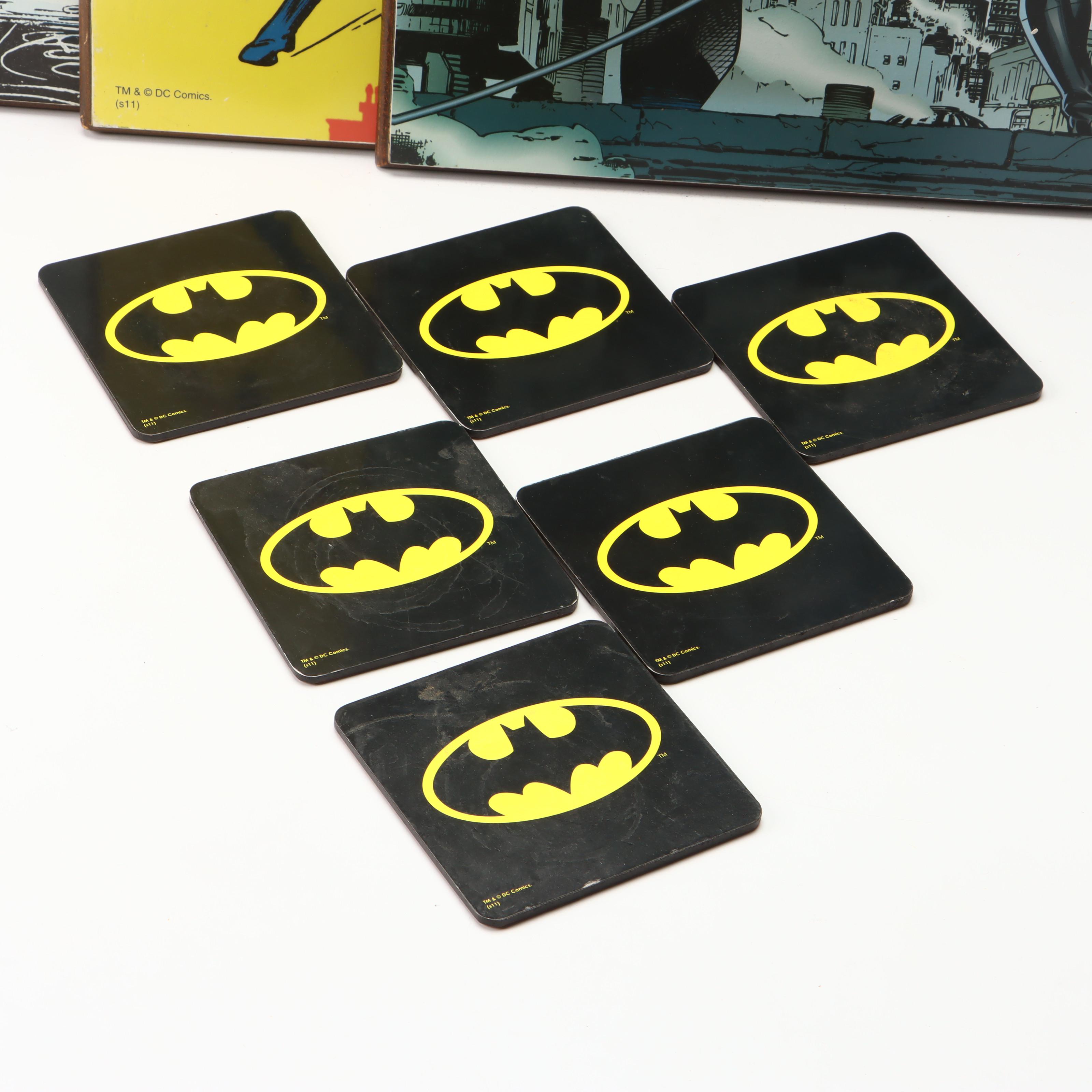 Warner Bros DC Comics Batman Comic Book Cover Wood Signs with Cork Coasters