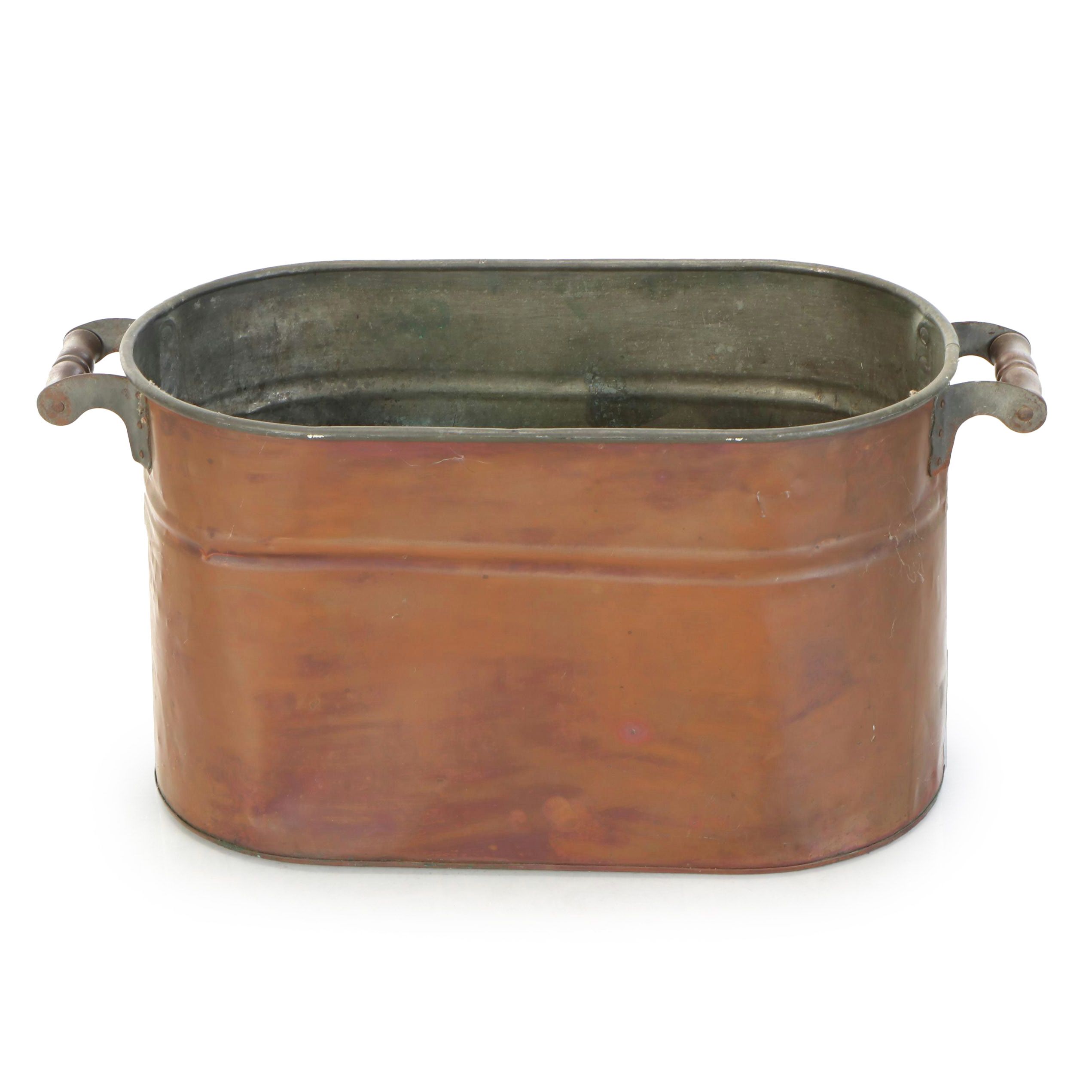 Tinned Copper Boiler Tub with Wood Handles
