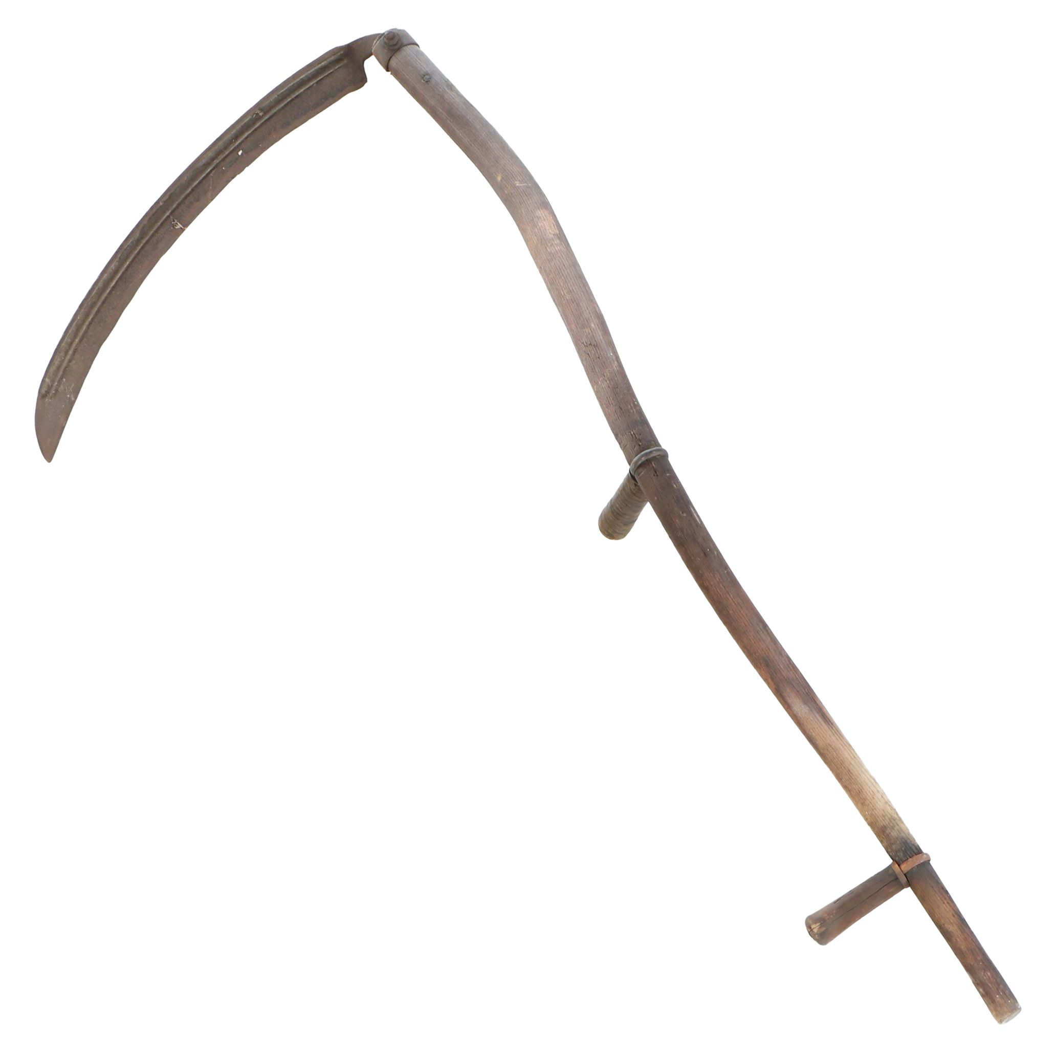 Antique Oak Handle Hay Scythe