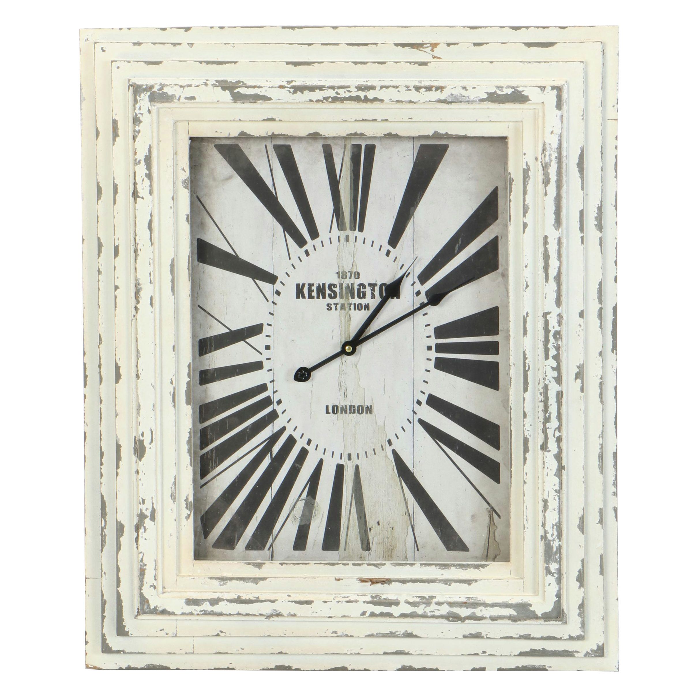 "Kensington Station - London" Wall Clock with Rustic Wood Frame