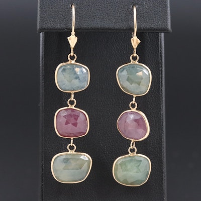 14K Ruby and Sapphire Dangle Earrings 14K Ruby and Sapphire Dangle Earrings