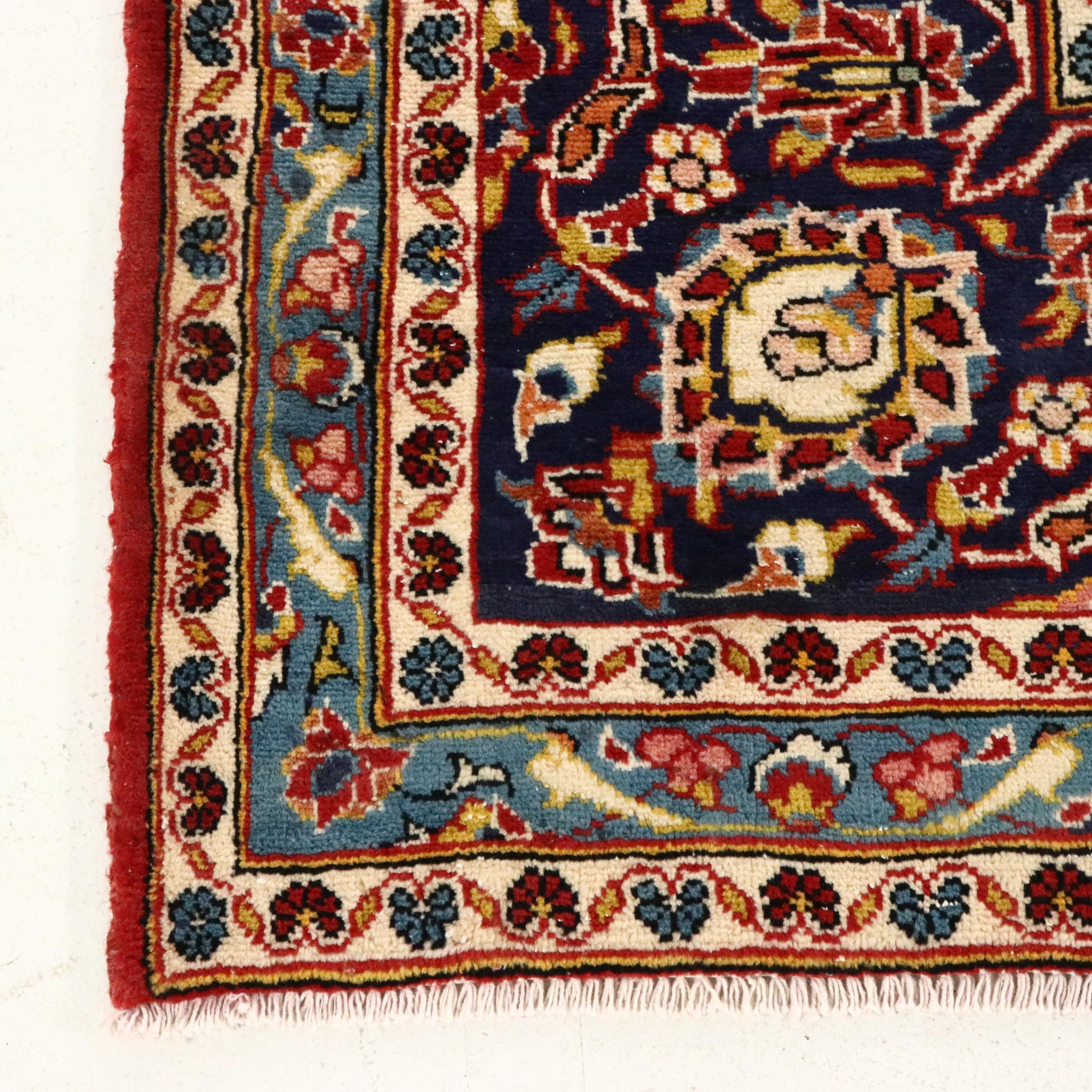 9'6 x 12'9 Hand-Knotted Persian Kashan Room-Sized Rug