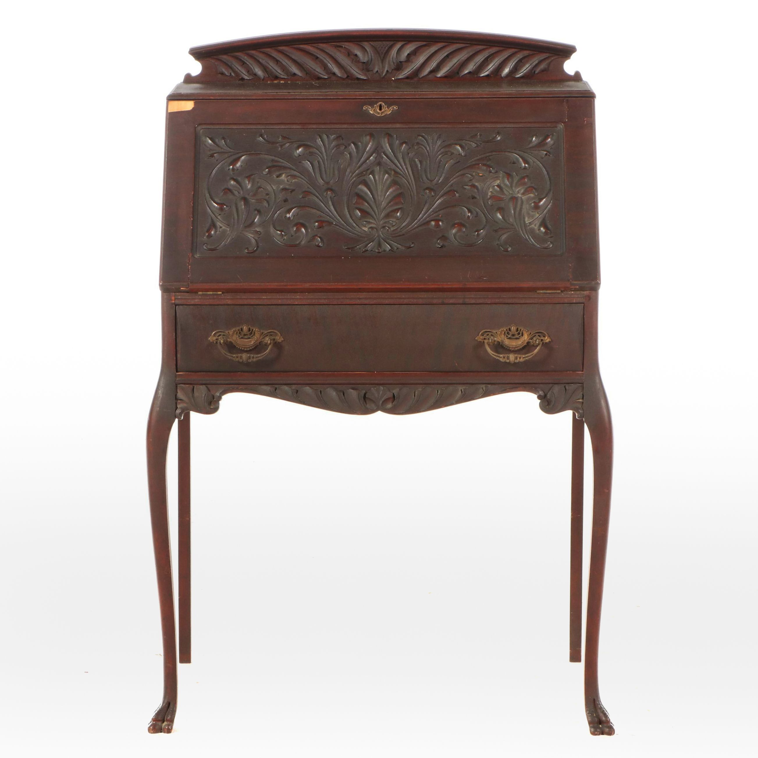 Victorian Mahogany Drop-Front Writing Desk, Late 19th/ Early 20th Century