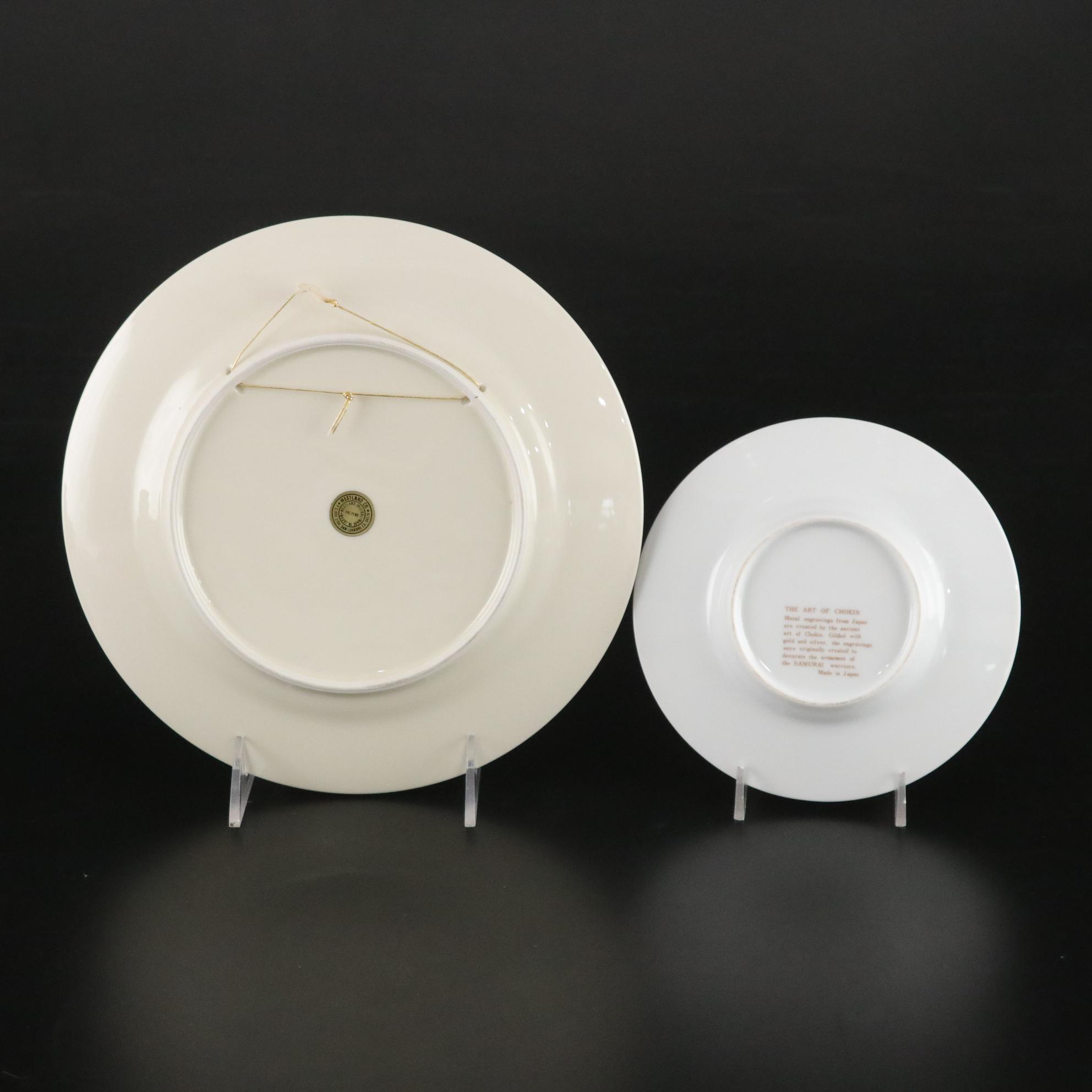 Japanese Chokin 24K and Copper Plate Porcelain Plates, Vases & More