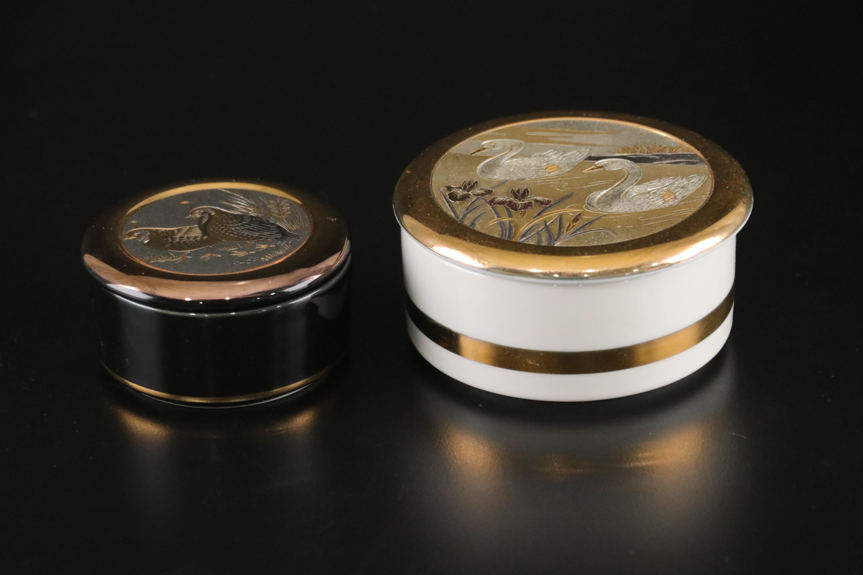 Japanese Chokin 24K and Copper Plate Porcelain Plates, Vases & More