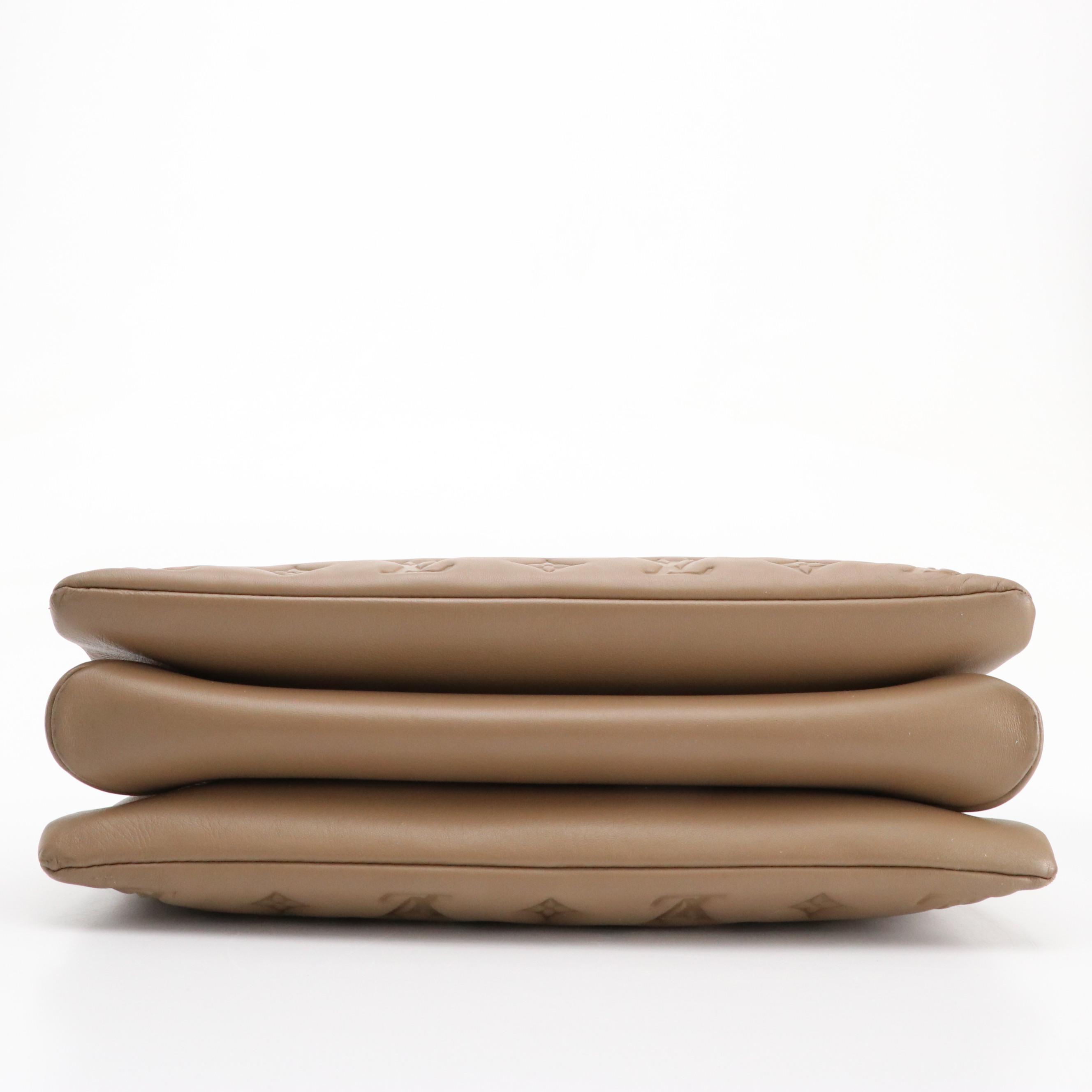 Louis Vuitton Coussin MM Two-Way Bag in Taupe Embossed Lambskin Leather