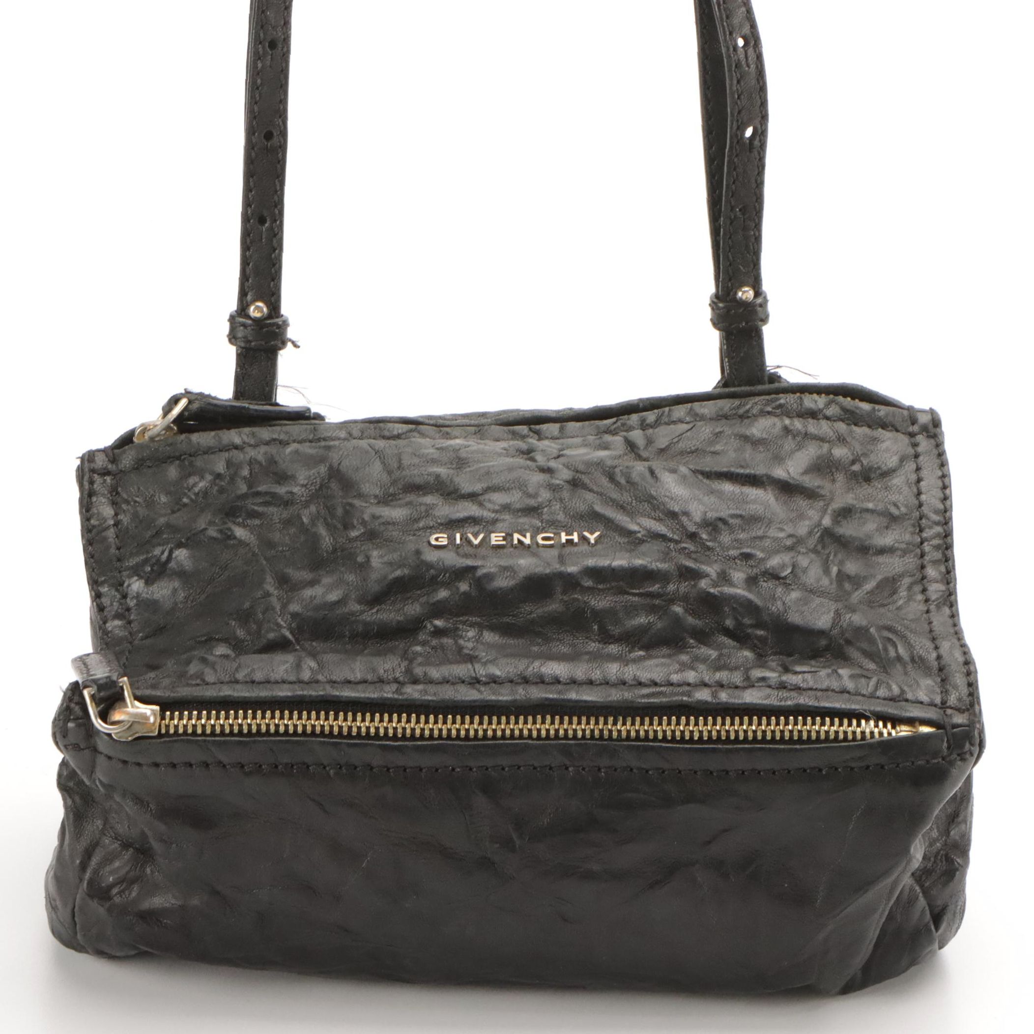 Givenchy Mini Pandora Crossbody Bag in Black Wrinkled Sheepskin Leather
