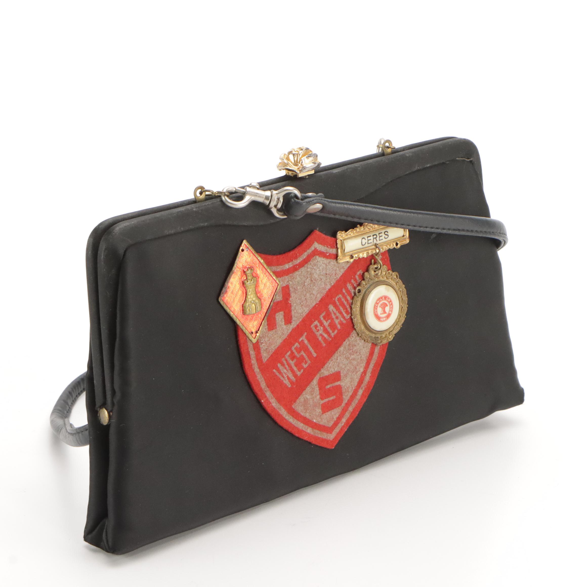 Reworked Mid-20th Century Convertible Frame Bag in Embellished Satin