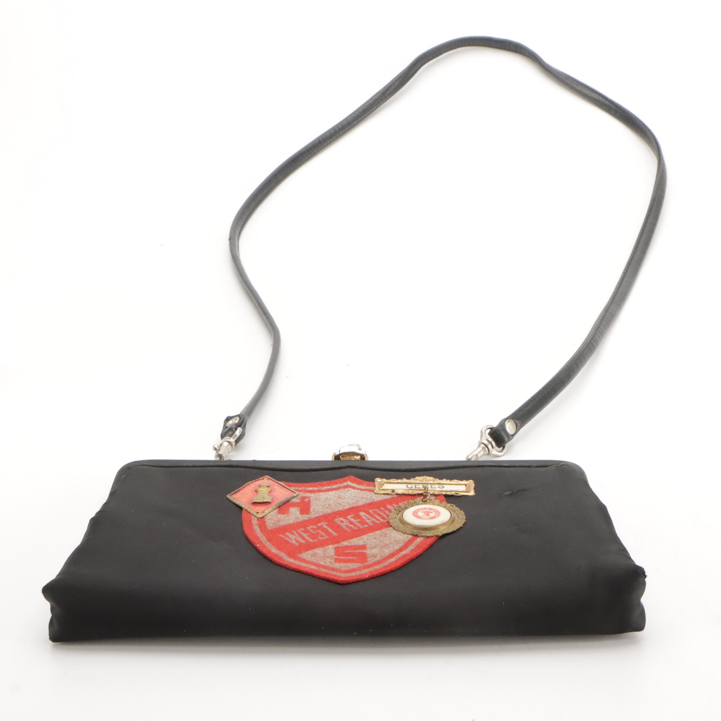 Reworked Mid-20th Century Convertible Frame Bag in Embellished Satin