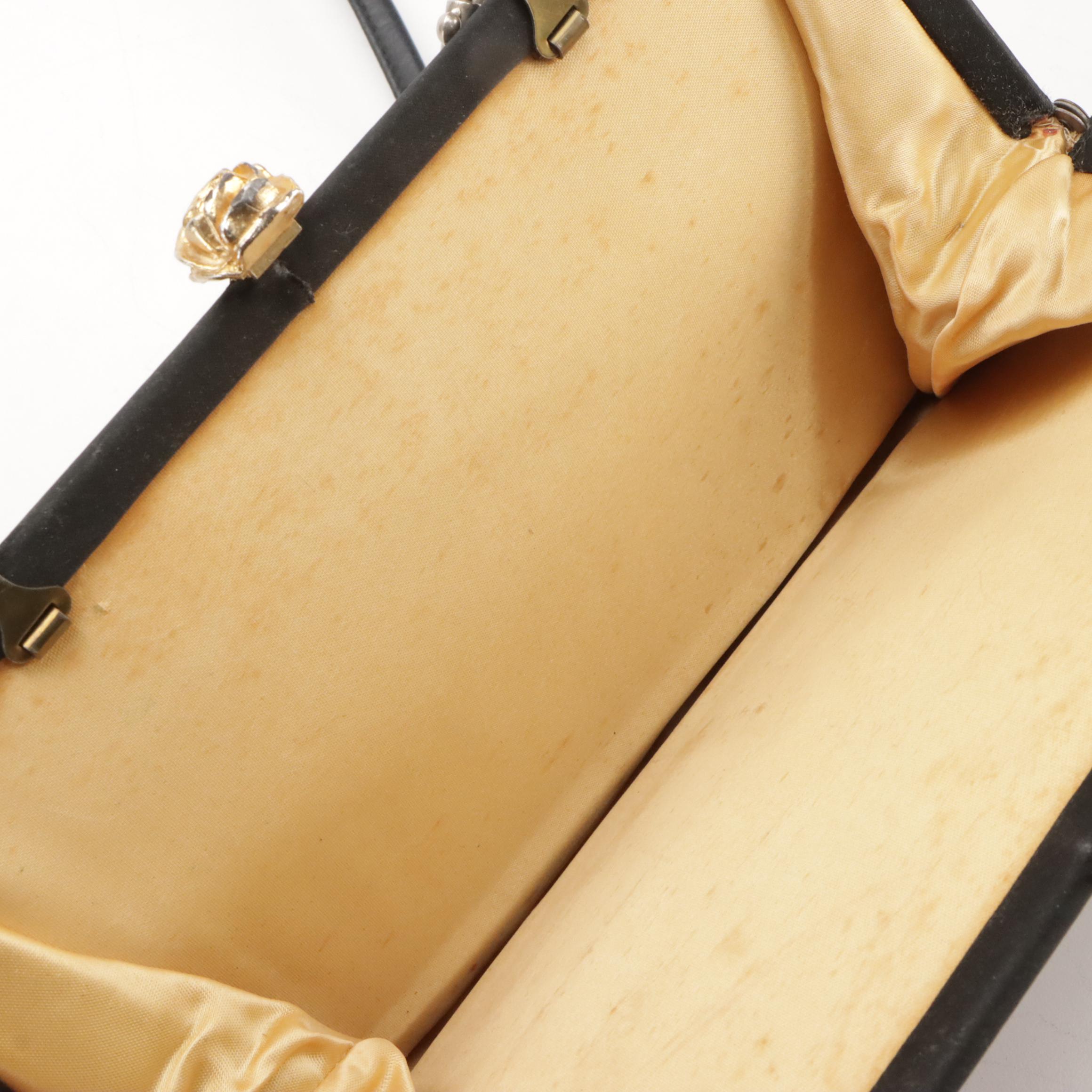 Reworked Mid-20th Century Convertible Frame Bag in Embellished Satin