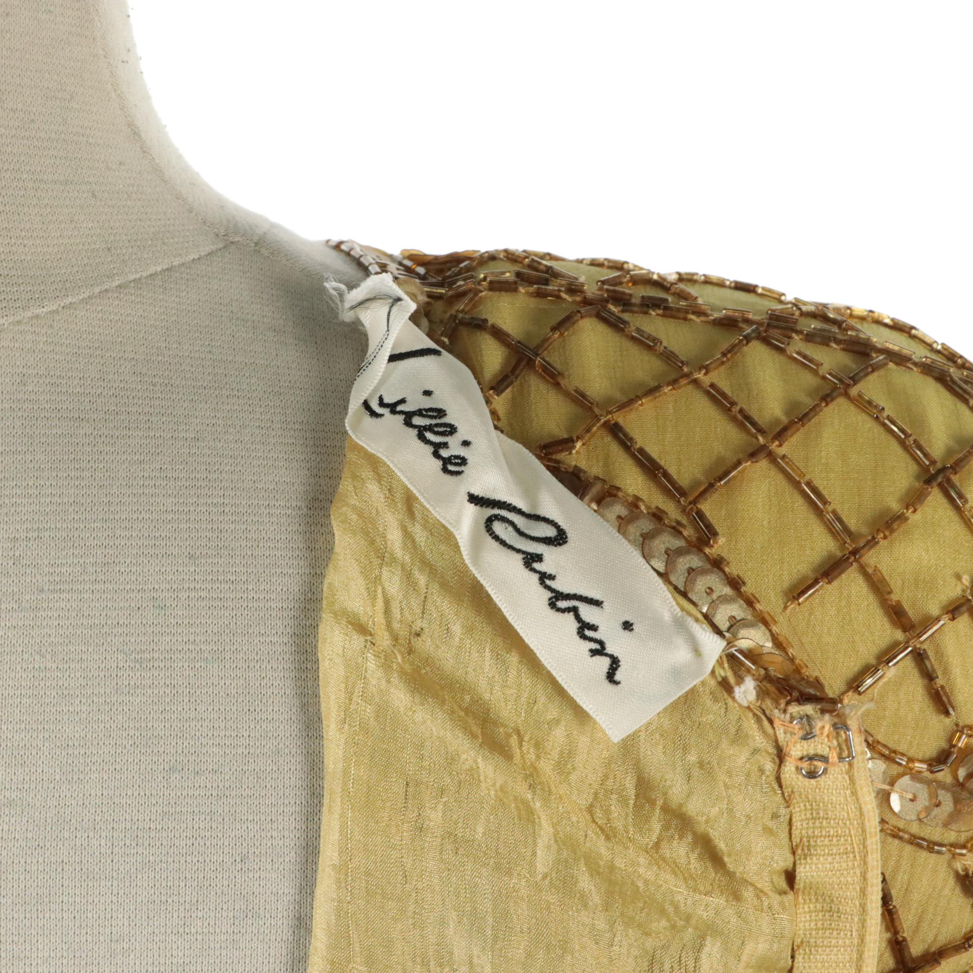 Lillie Rubin Vintage Sequin and Bead Embellished Silk Evening Dress