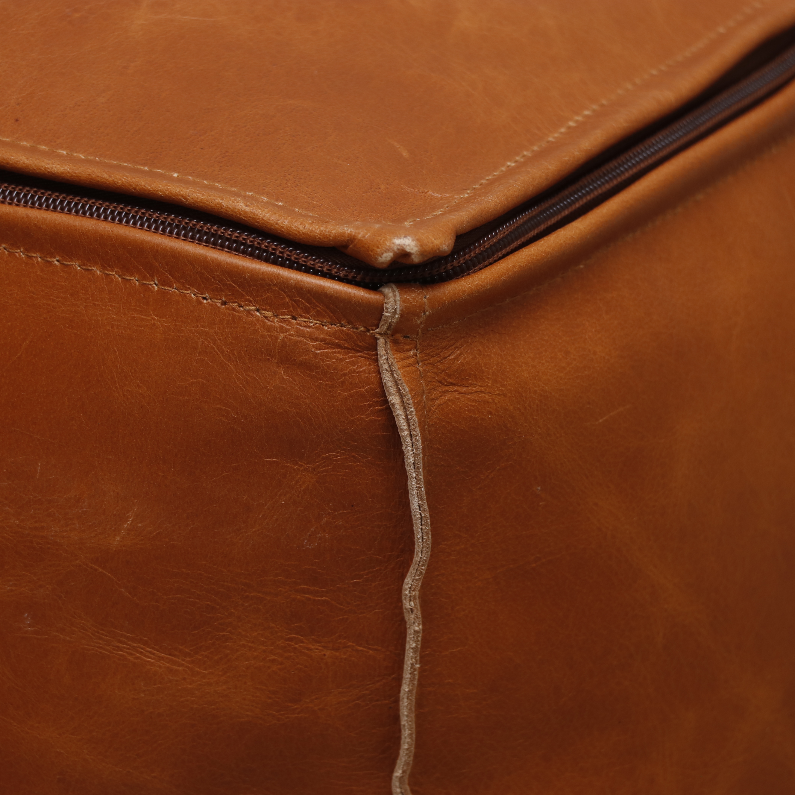 Pair of Square Leather Poufs