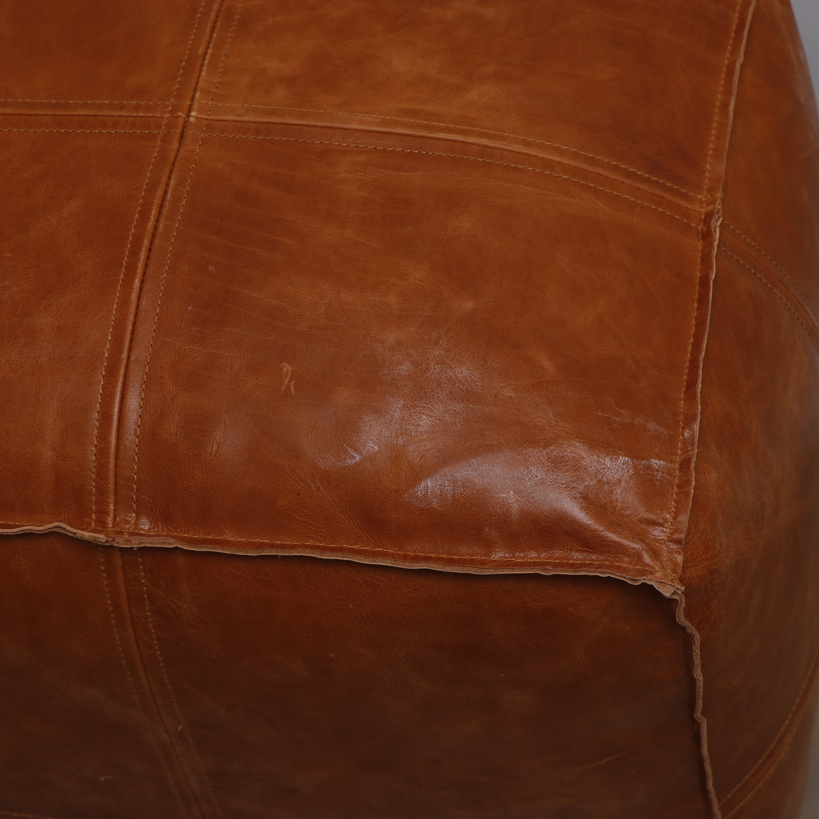 Pair of Square Leather Poufs