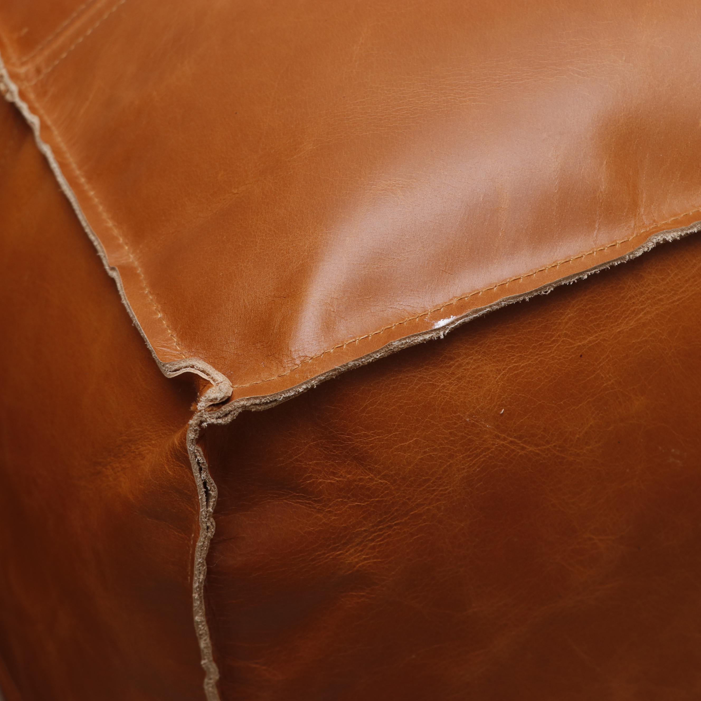 Pair of Square Leather Poufs