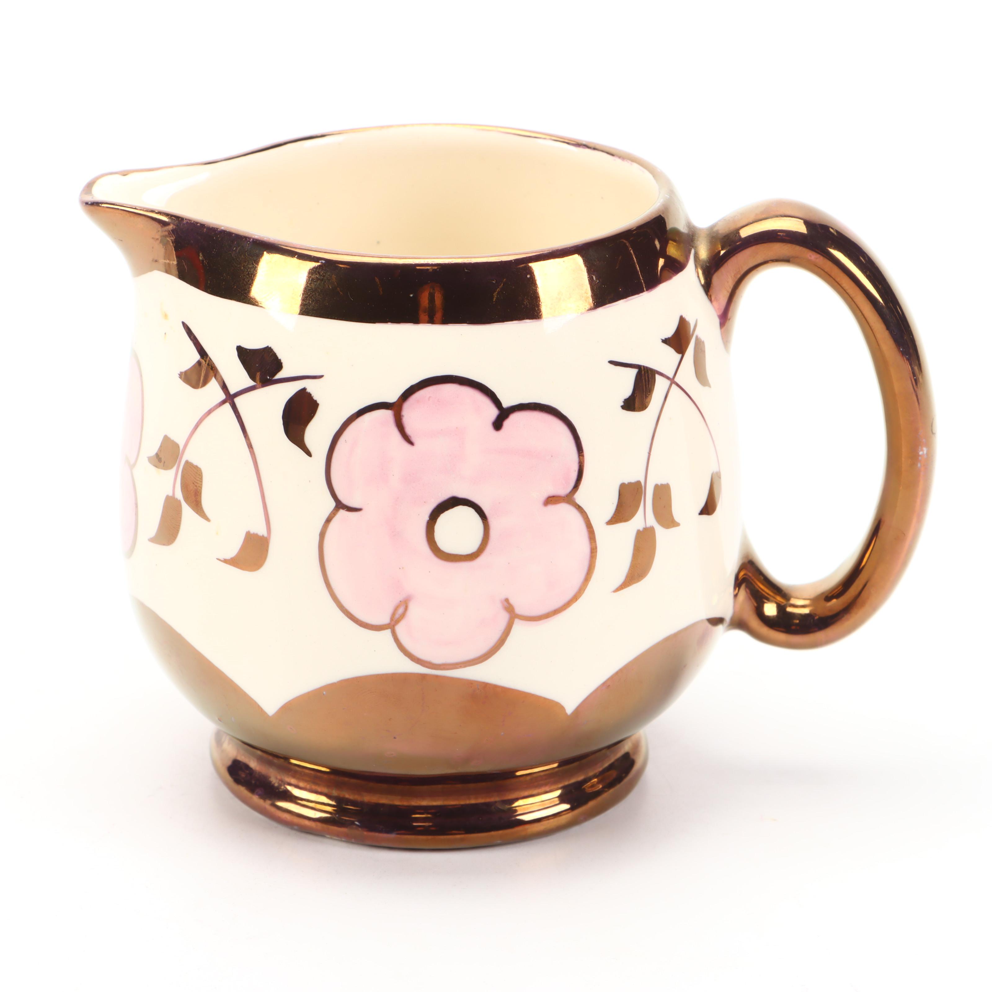 Lancasters Lusterware Floral Motif Ceramic Creamers and Sugar