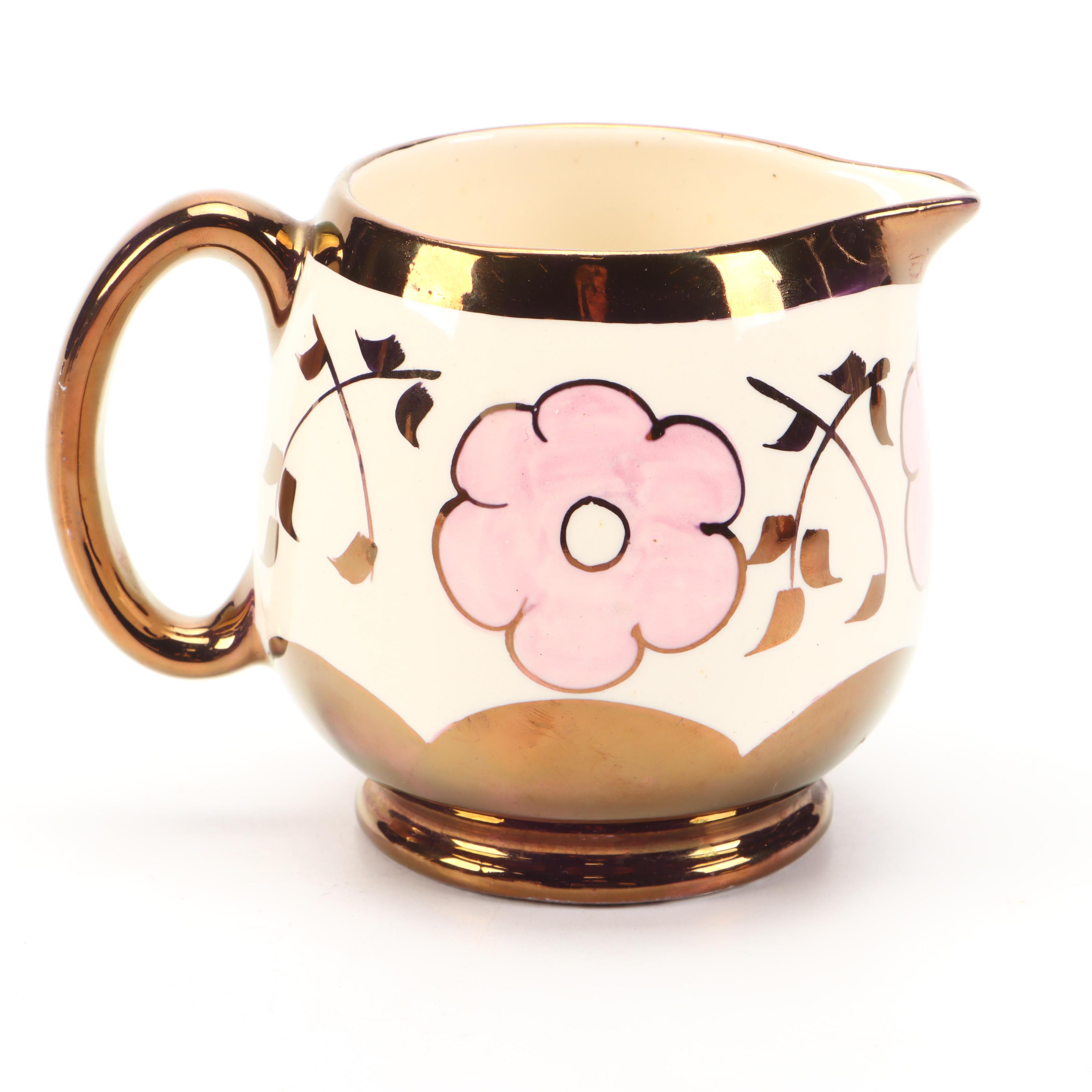 Lancasters Lusterware Floral Motif Ceramic Creamers and Sugar