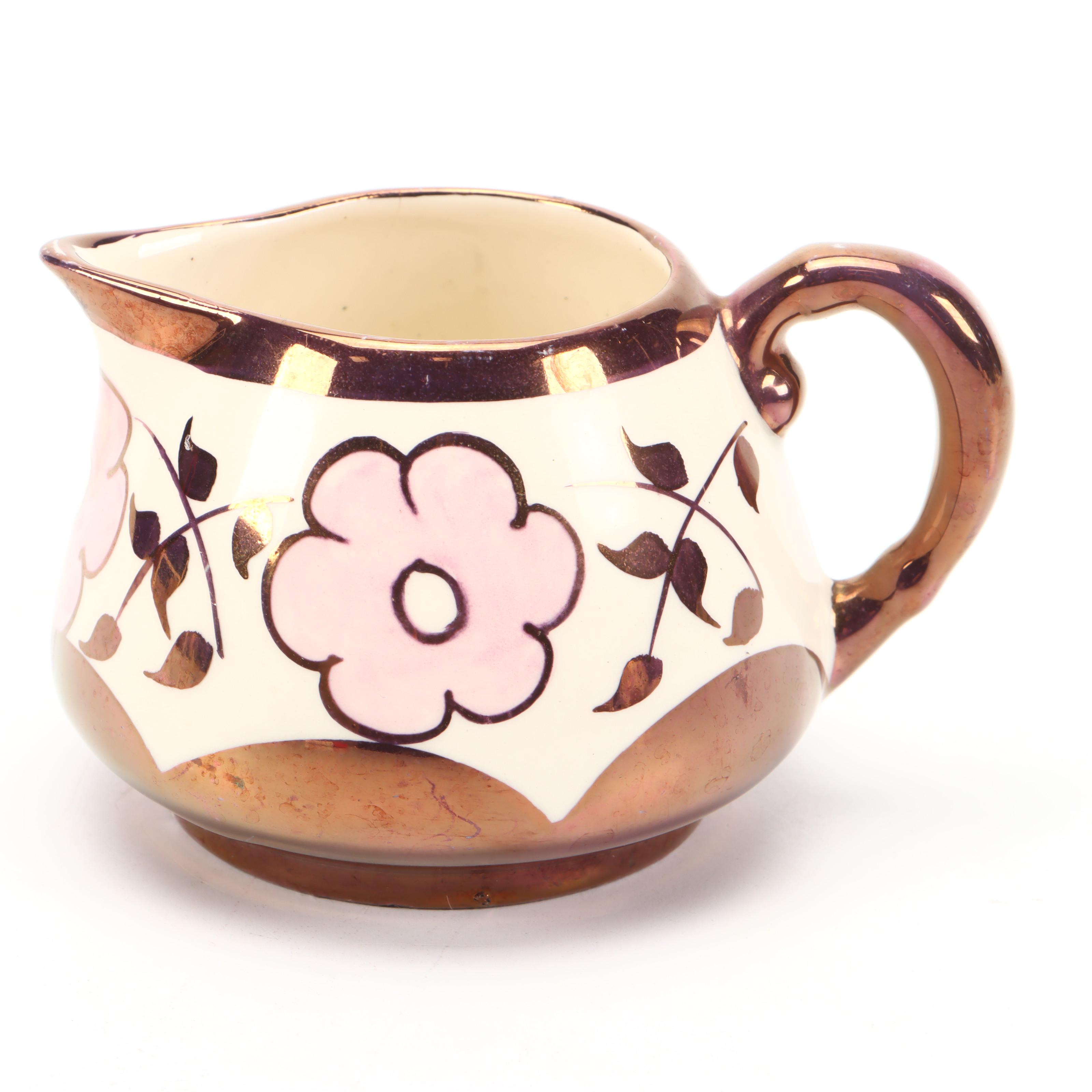 Lancasters Lusterware Floral Motif Ceramic Creamers and Sugar