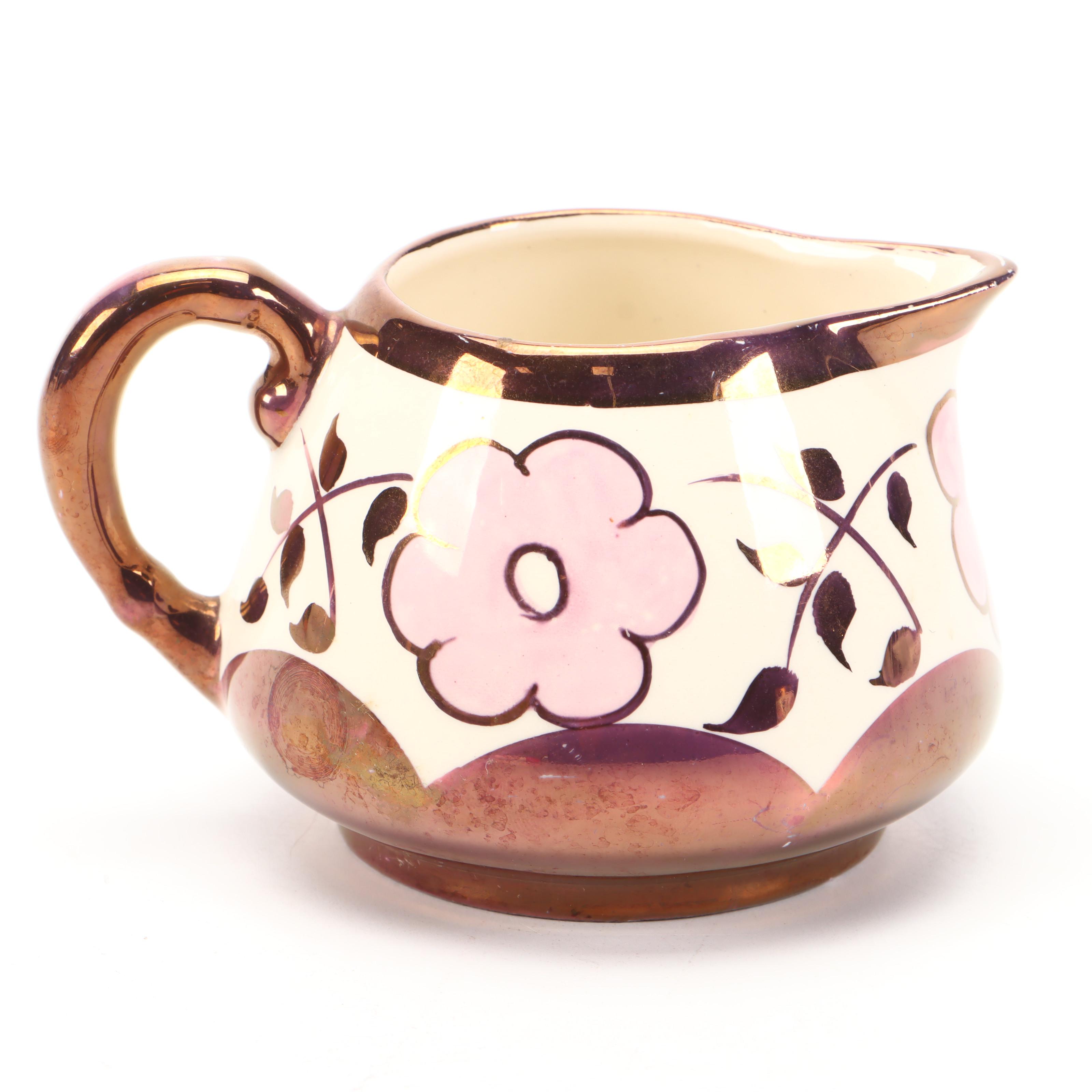 Lancasters Lusterware Floral Motif Ceramic Creamers and Sugar