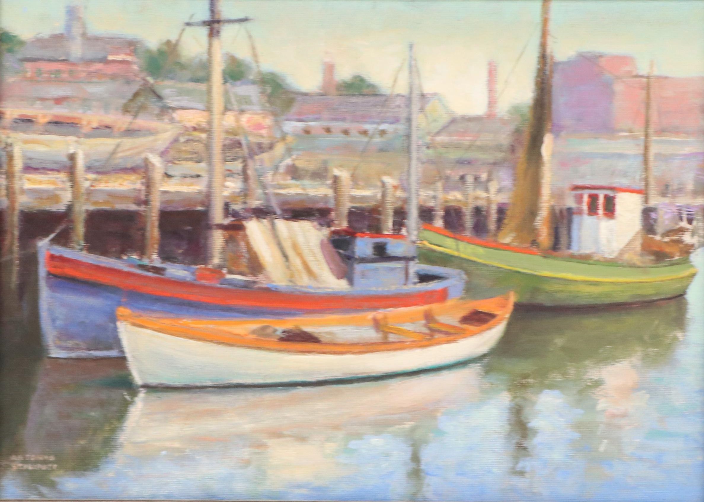 Antonio Scilipoti Harbor Scene Oil Painting
