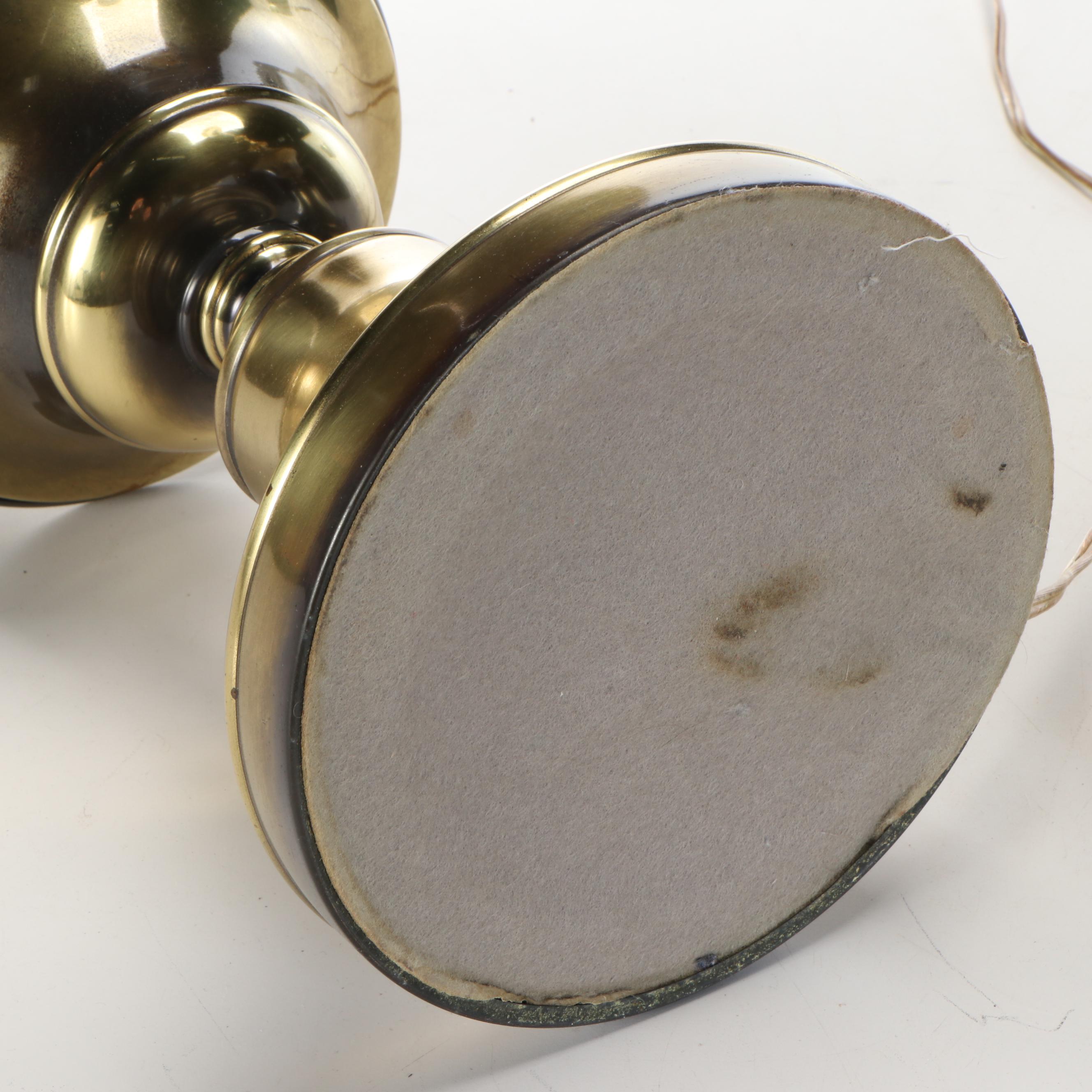 Pair of Rembrandt Style Brass Torchère Table Lamps, Mid to Late 20th Century