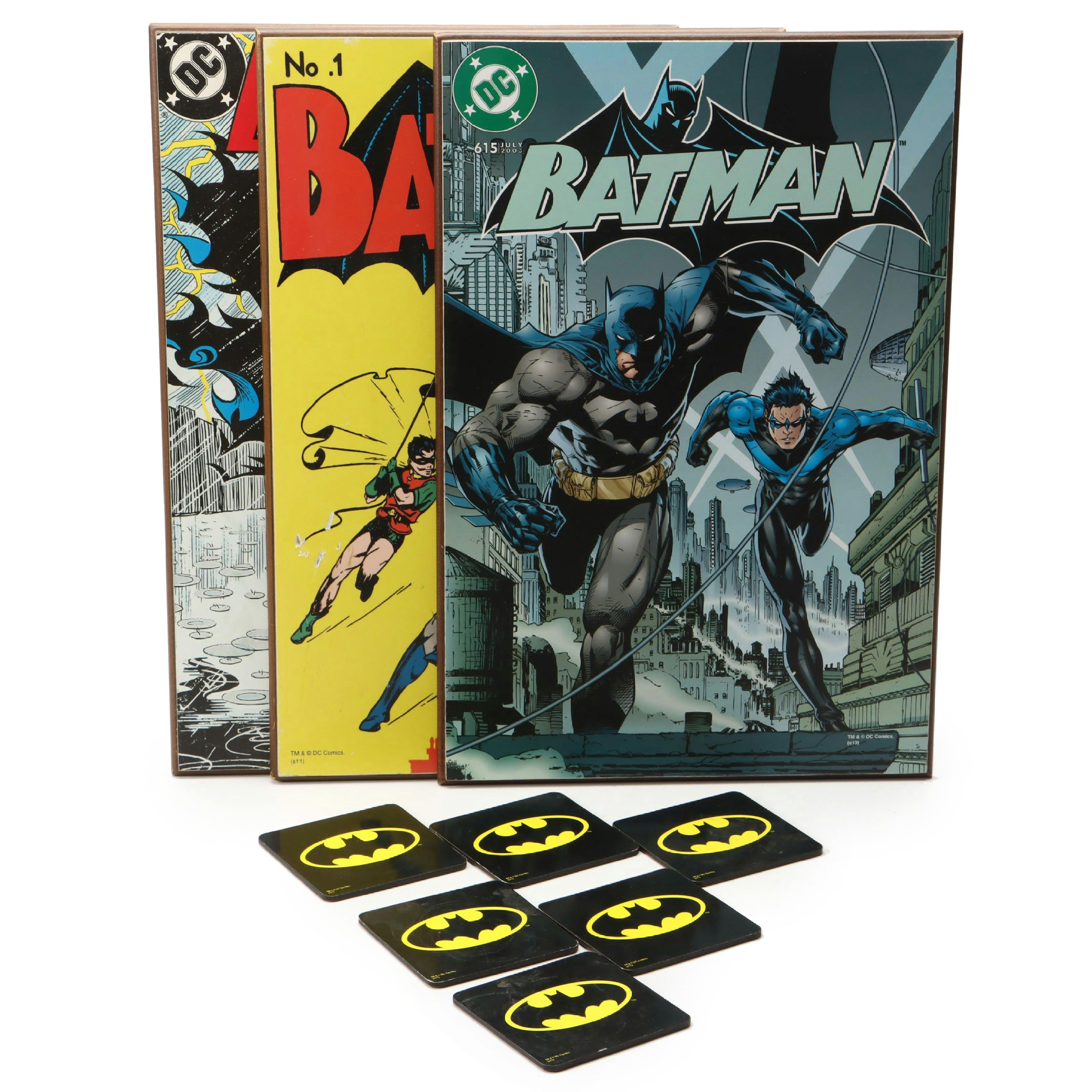 Warner Bros DC Comics Batman Comic Book Cover Wood Signs with Cork Coasters