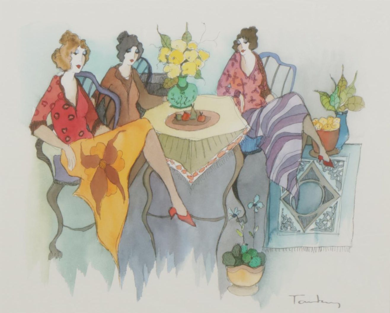 Seriolithograph after Itzchak Tarkay "Blissful Moments"