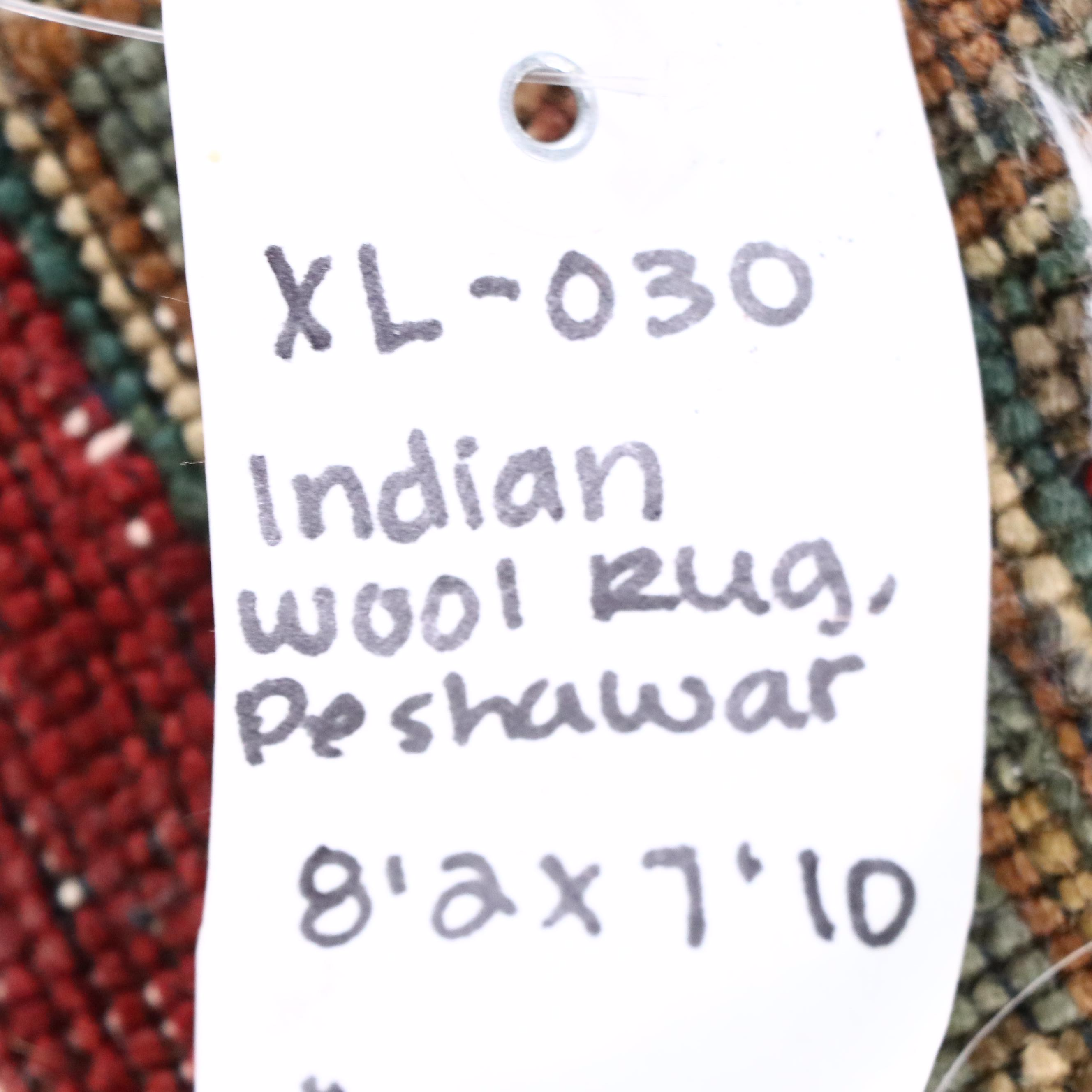 8'2 x 8'1 Hand-Knotted Indian Peshawar Square Area Rug