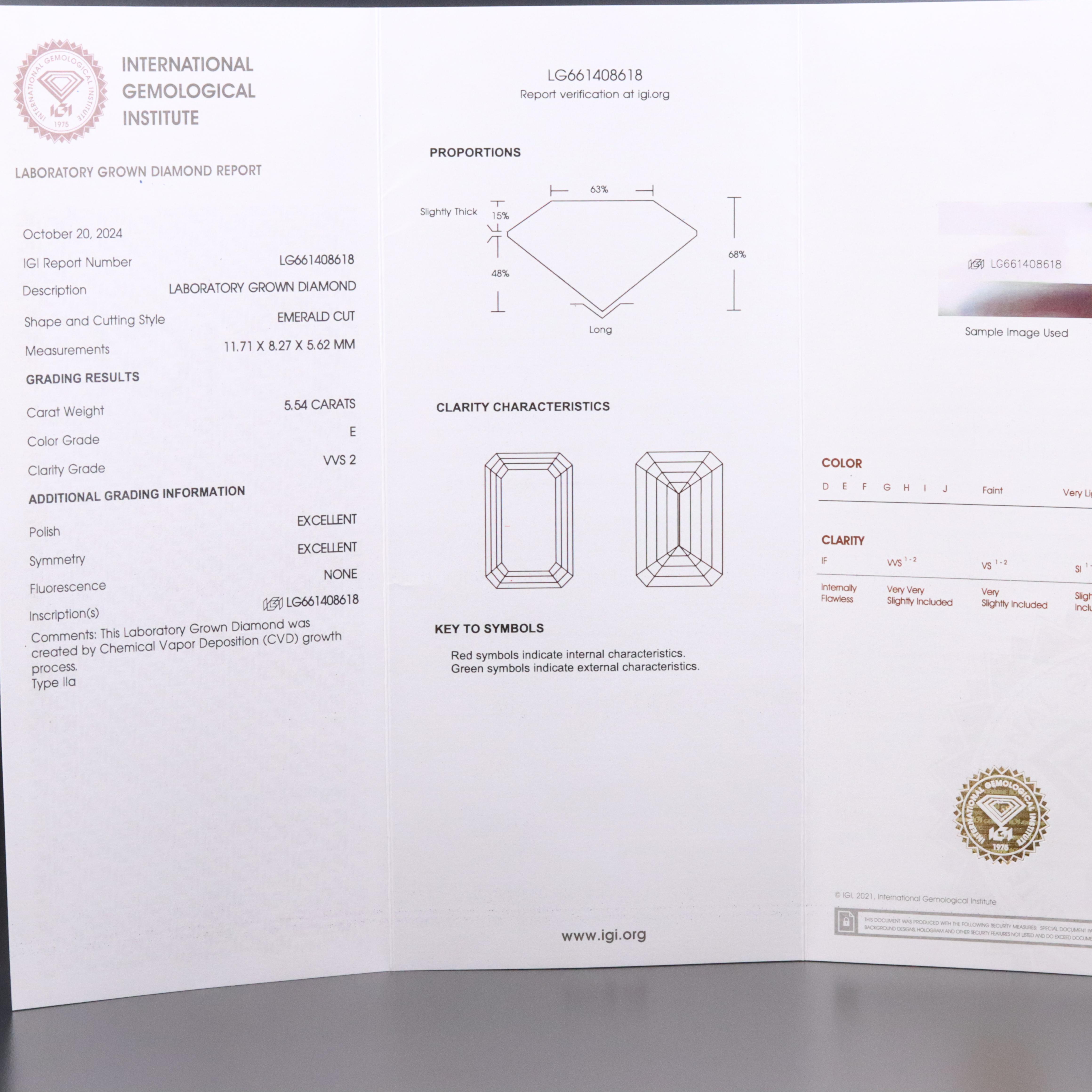 Platinum 6.28 CTW Lab Grown Diamond Ring with IGI Report