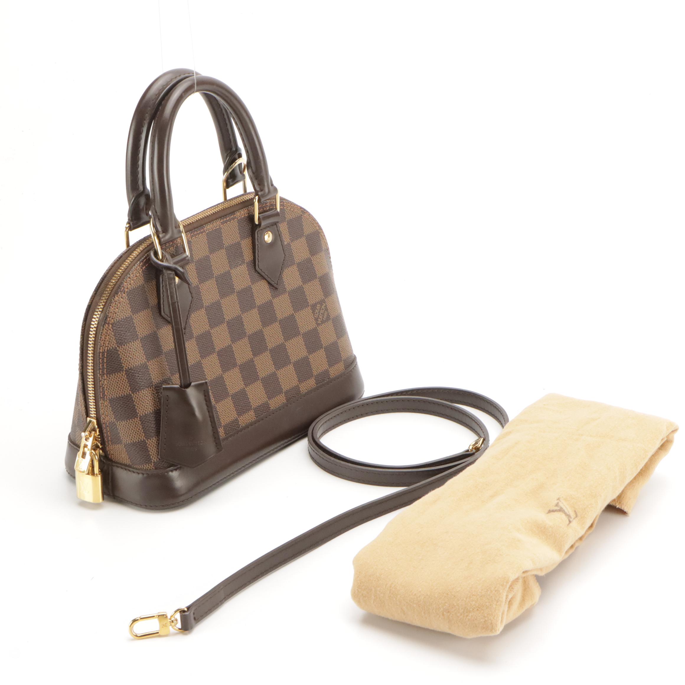 Louis Vuitton Alma BB Two-Way Satchel in Damier Ebene Canvas and Brown Leather