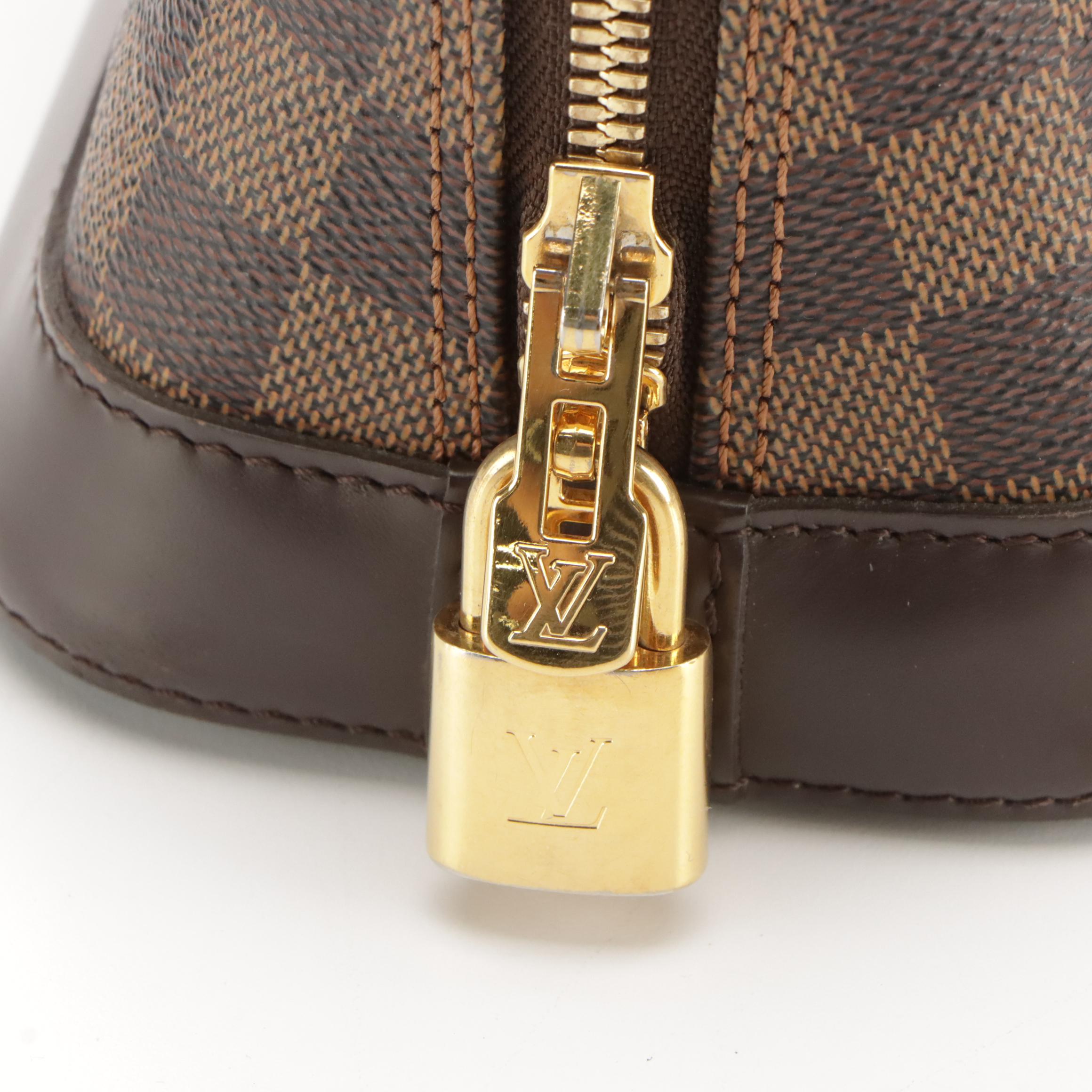 Louis Vuitton Alma BB Two-Way Satchel in Damier Ebene Canvas and Brown Leather