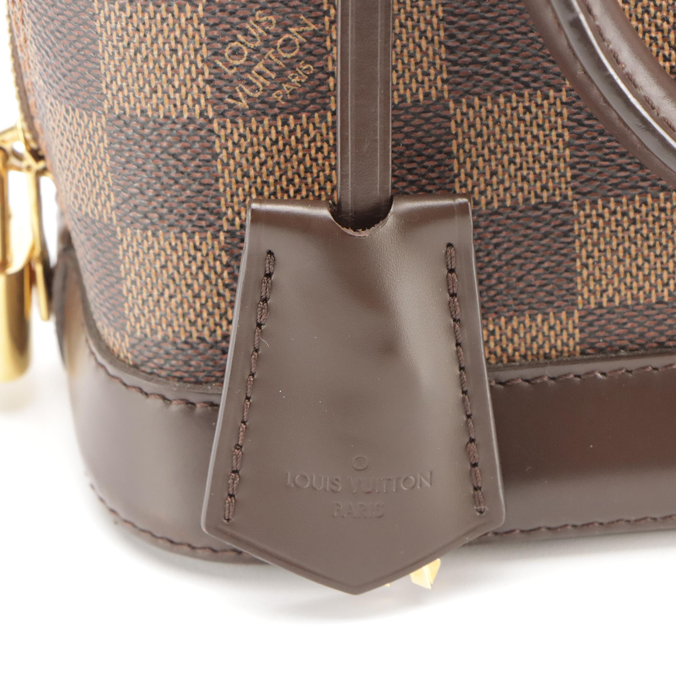 Louis Vuitton Alma BB Two-Way Satchel in Damier Ebene Canvas and Brown Leather