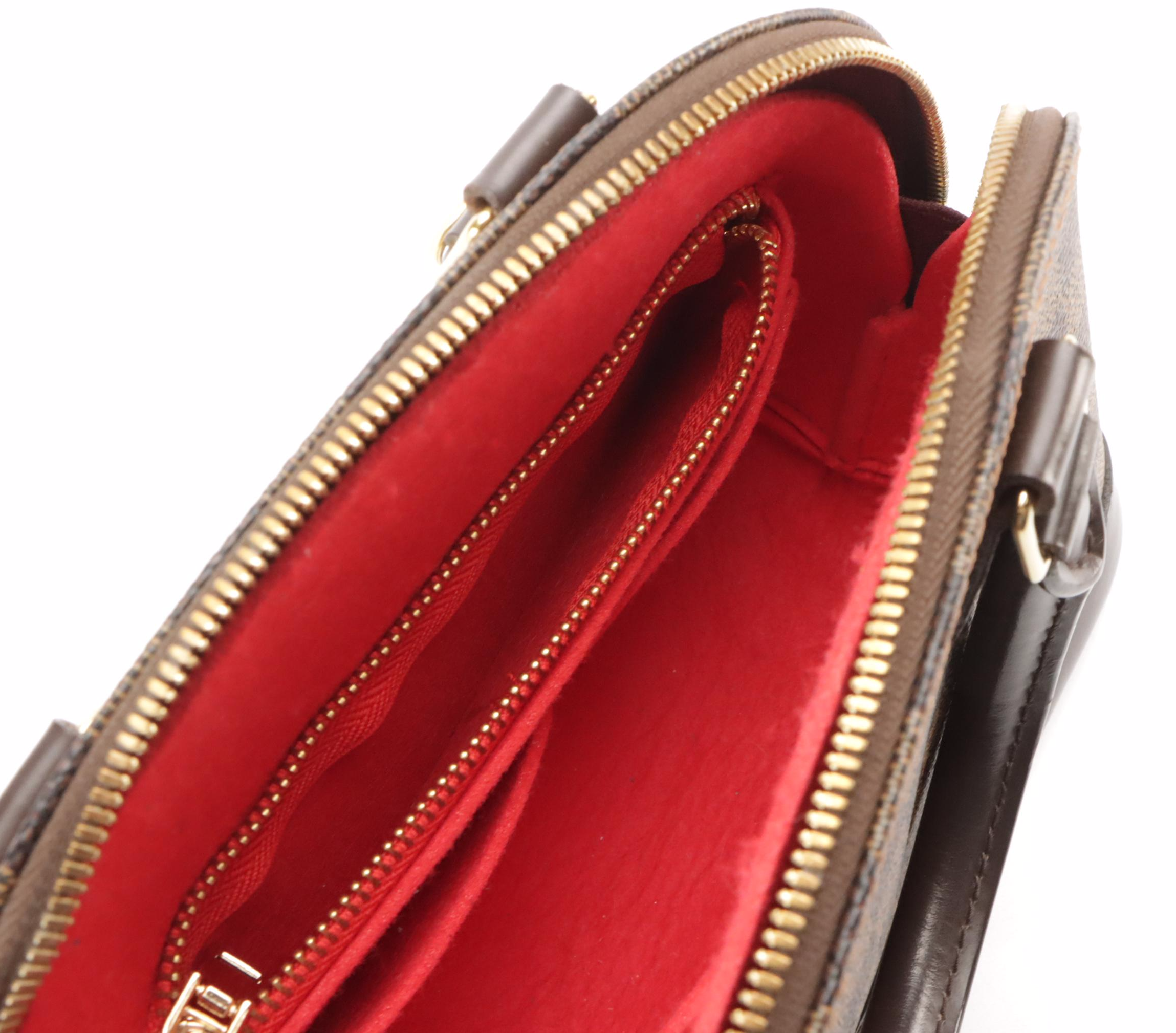 Louis Vuitton Alma BB Two-Way Satchel in Damier Ebene Canvas and Brown Leather