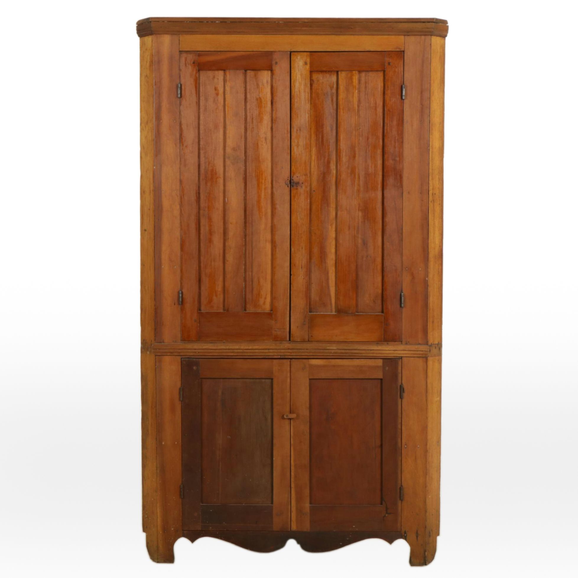 American Primitive Cherry Corner Cabinet, 19th Century