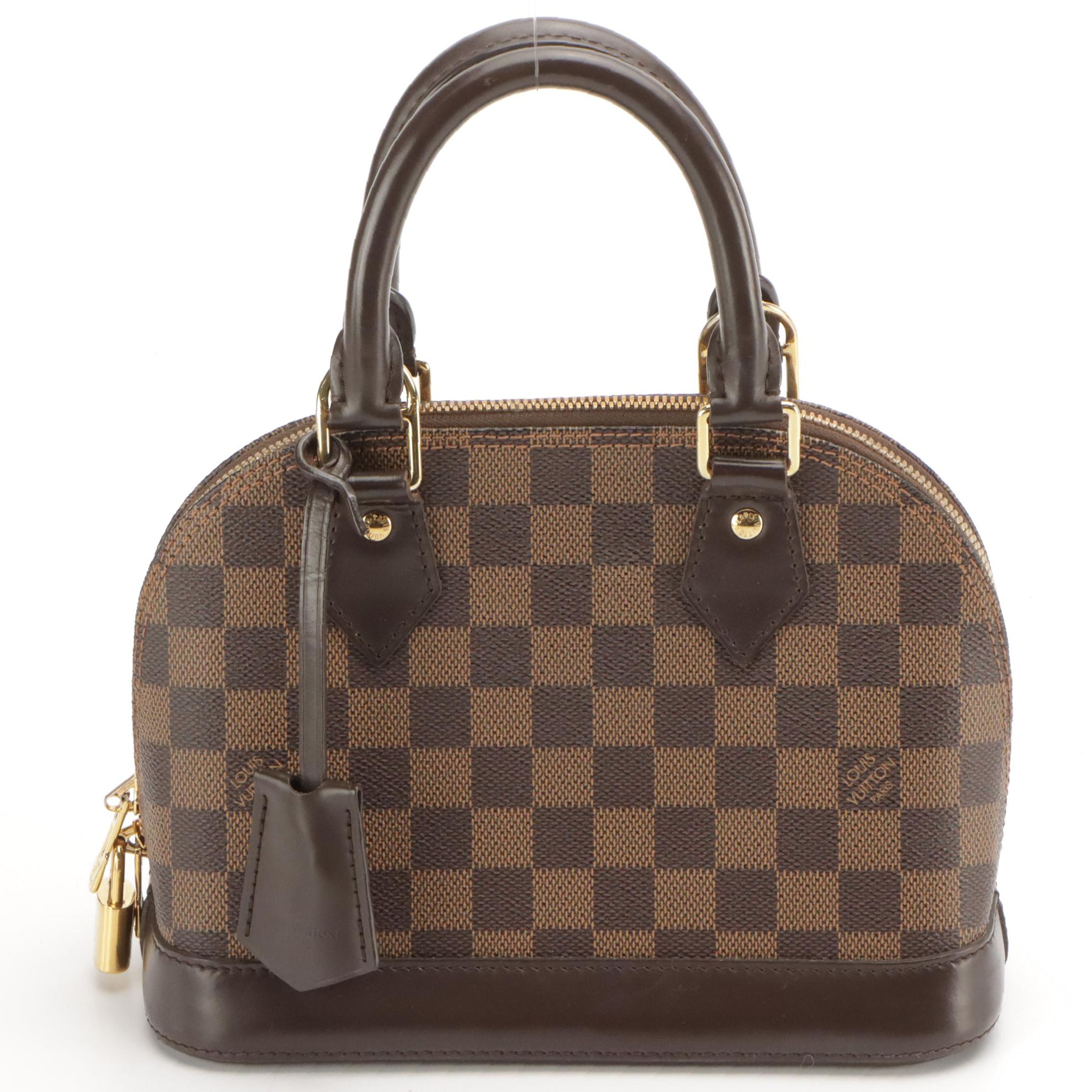 Louis Vuitton Alma BB Two-Way Satchel in Damier Ebene Canvas and Brown Leather