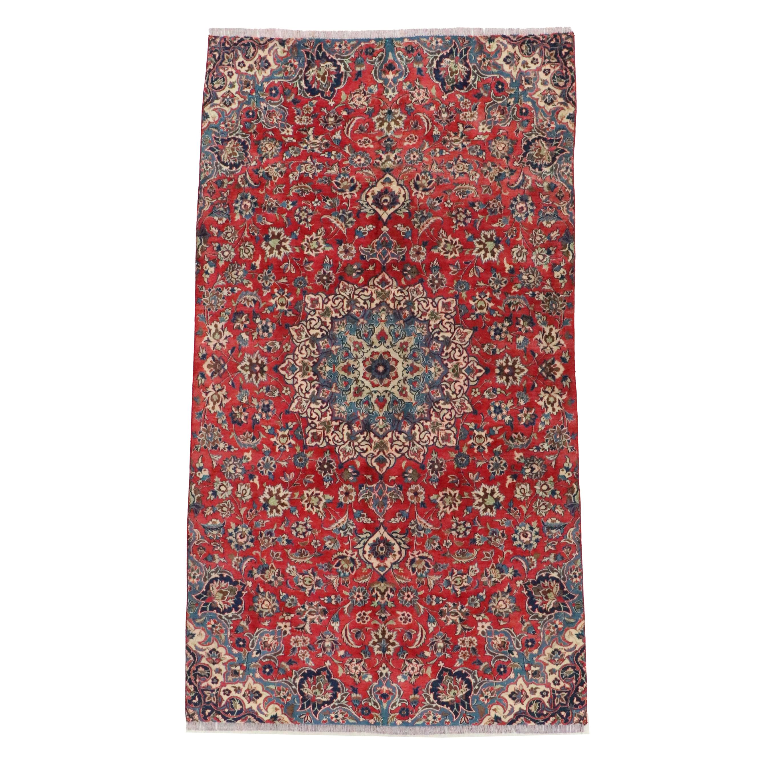 6'5 x 11'5 Hand-Knotted Persian Mashhad Remnant Area Rug