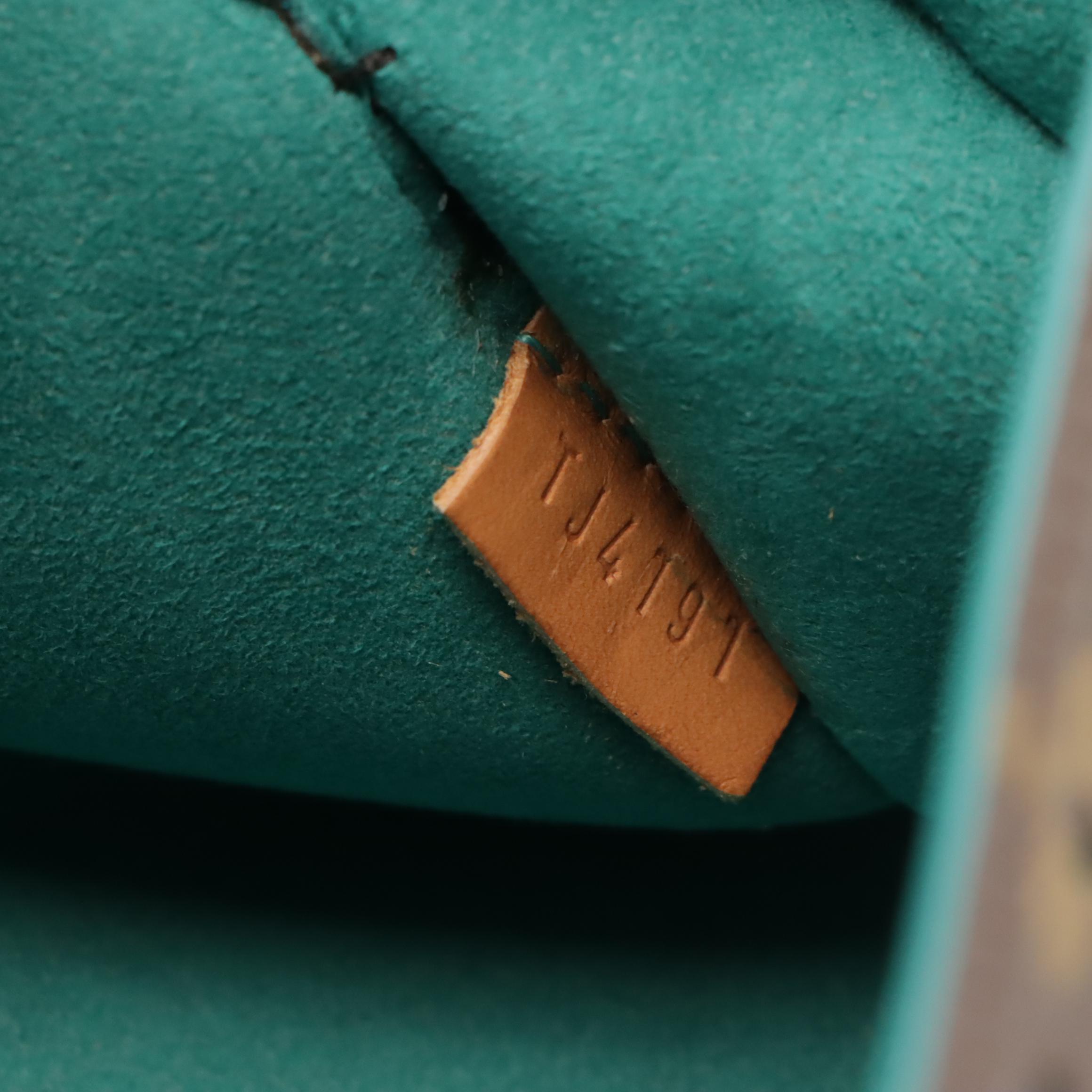 Louis Vuitton Flore Saumur Bag in Perforated Monogram Canvas & Teal Leather Trim