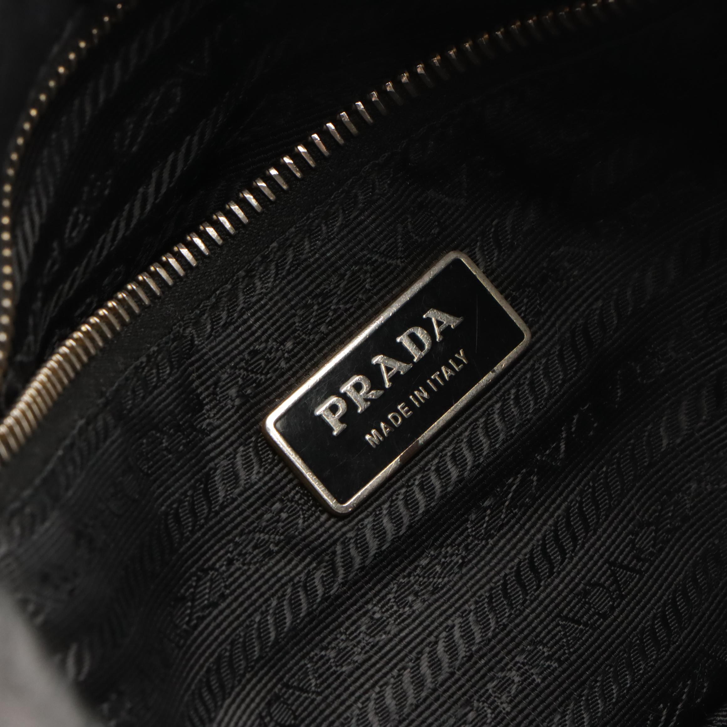 Prada Black Leather Bow Accented Top Handle Bag