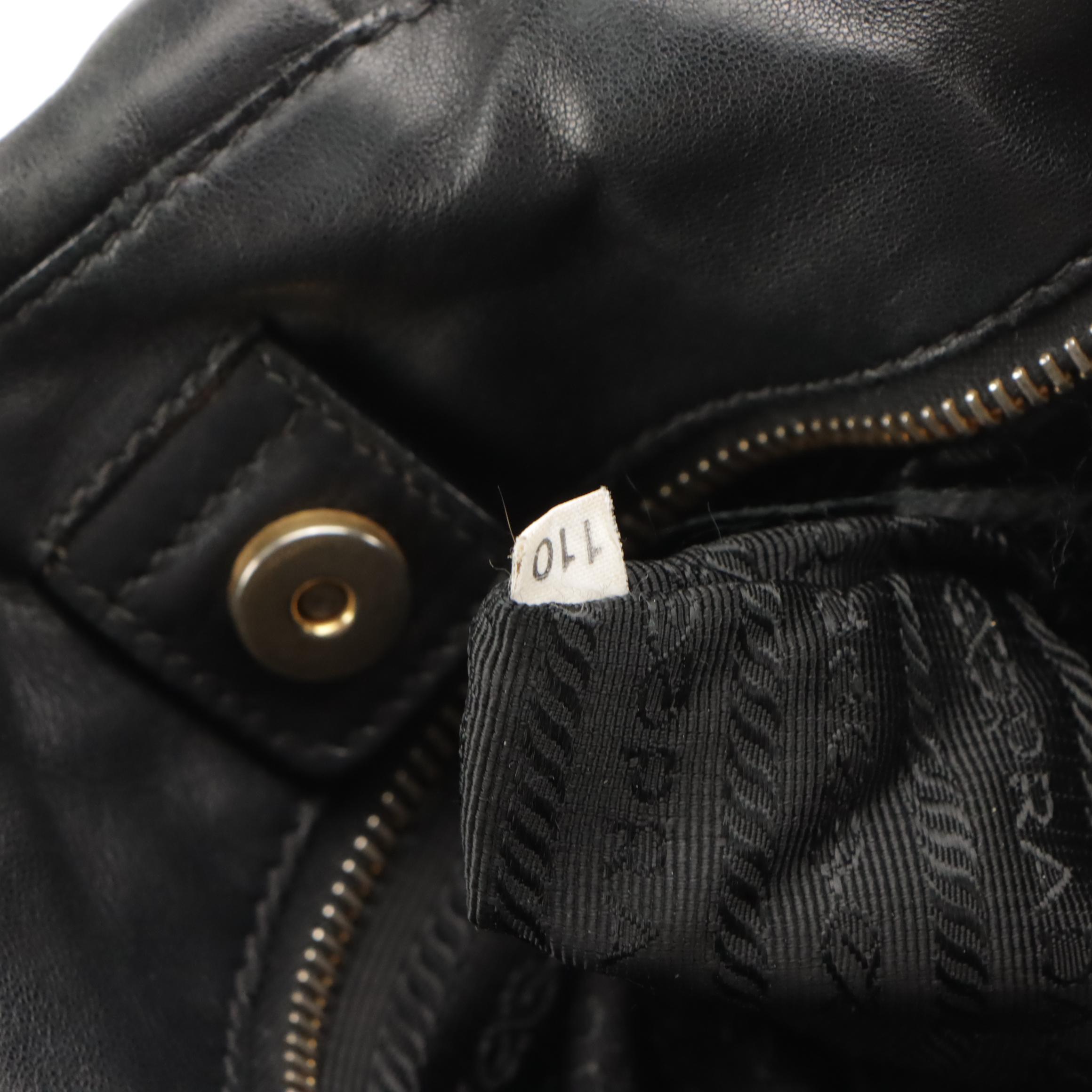 Prada Black Leather Bow Accented Top Handle Bag