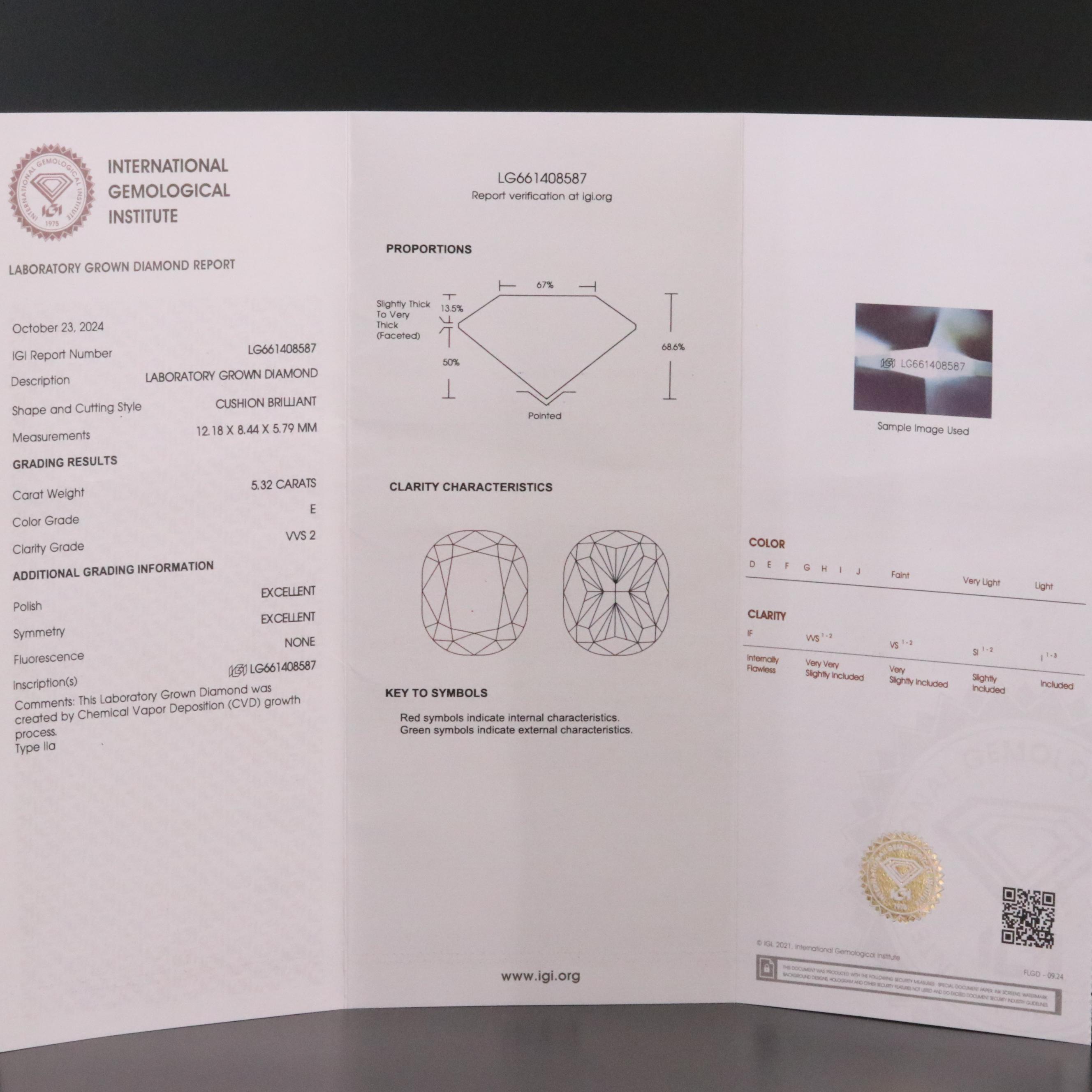 Platinum 6.30 CTW Lab Grown Diamond Ring with IGI Report