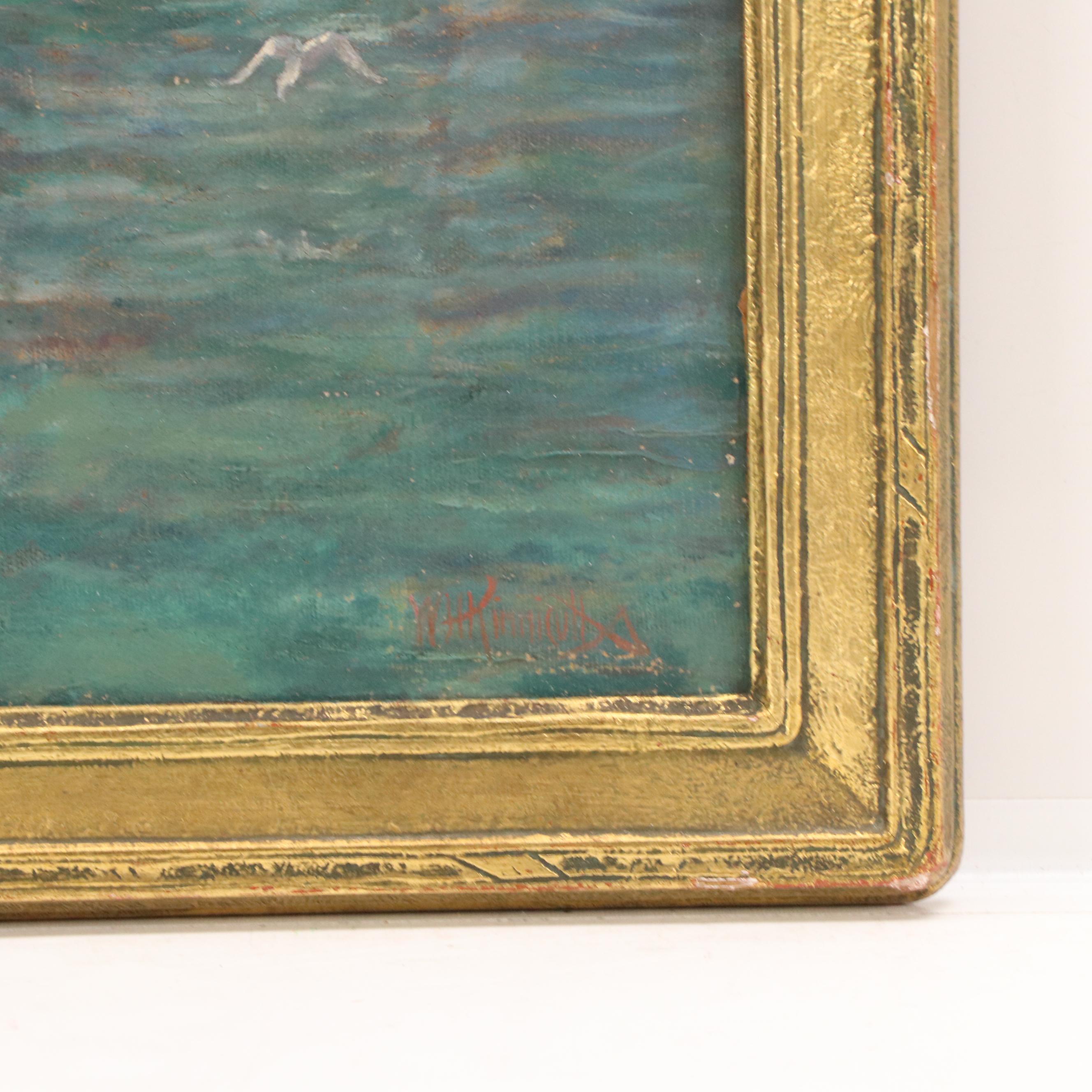 William A. Kinnicutt Maritime Oil Painting of Sailboats, Circa 1900