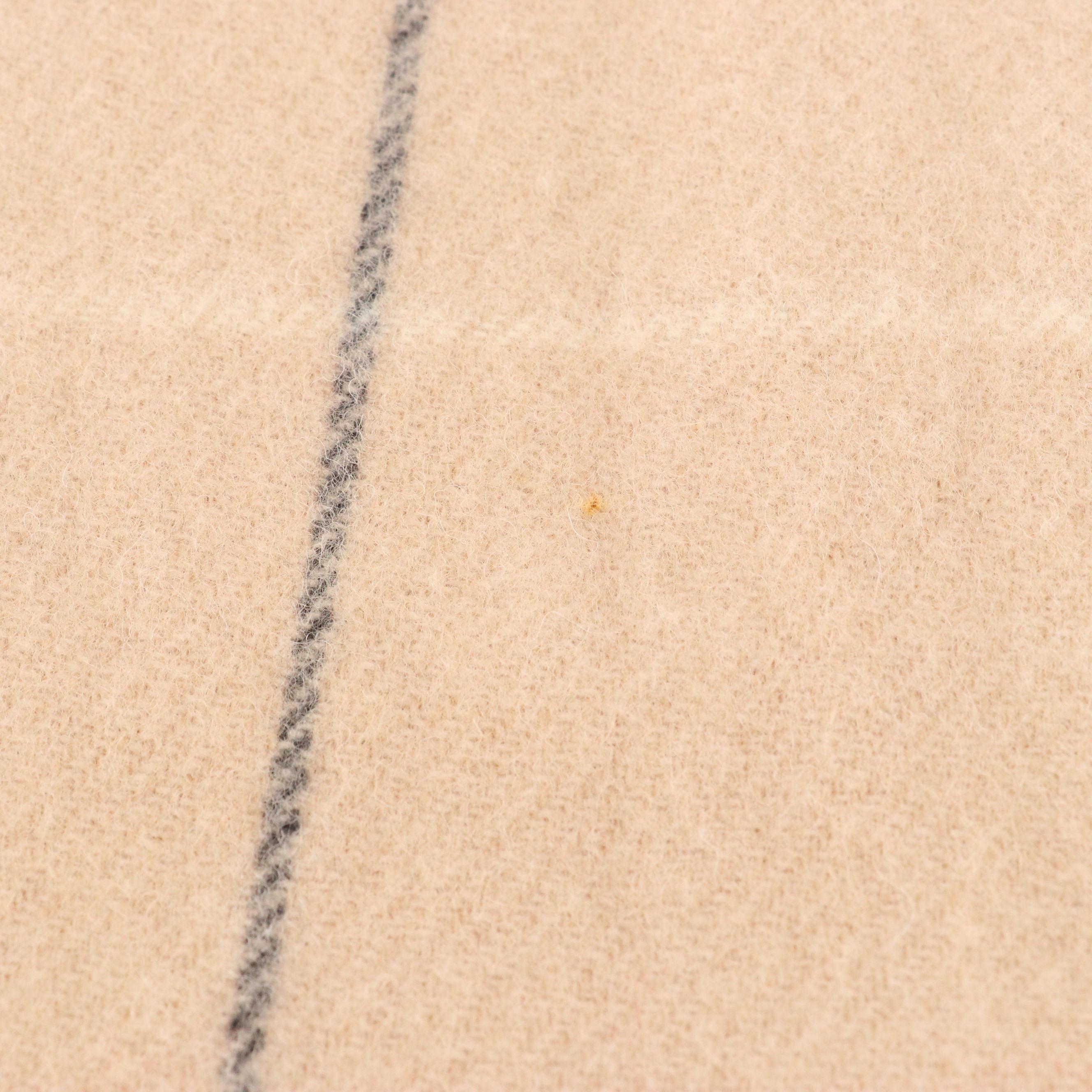 Burberry Beige Check Wool Fringe Scarf