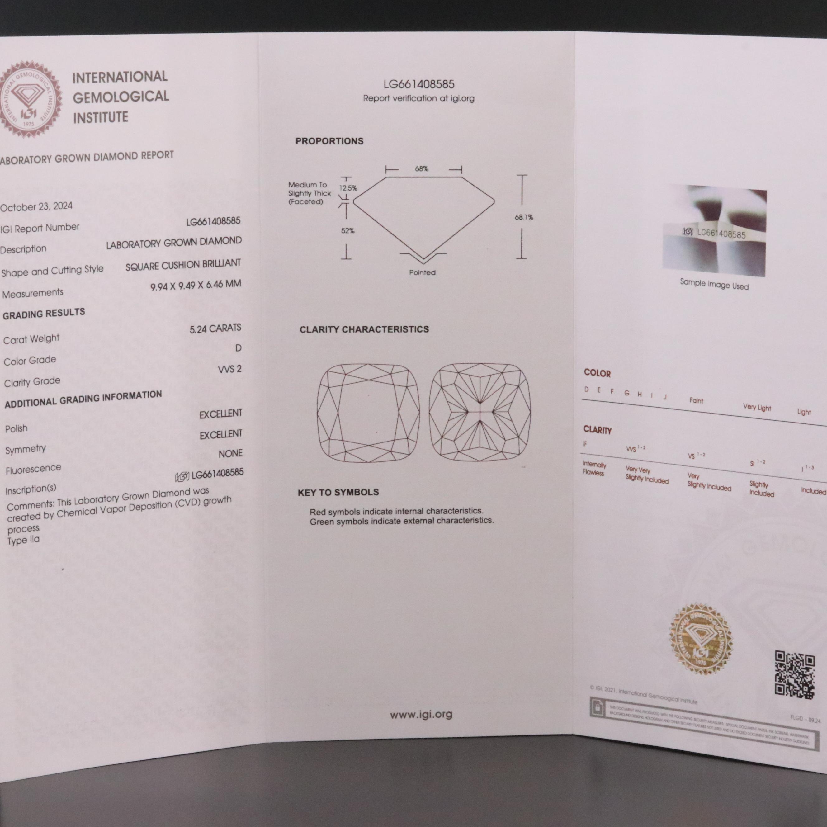 Platinum 6.25 CTW Lab Grown Diamond Ring with IGI Report