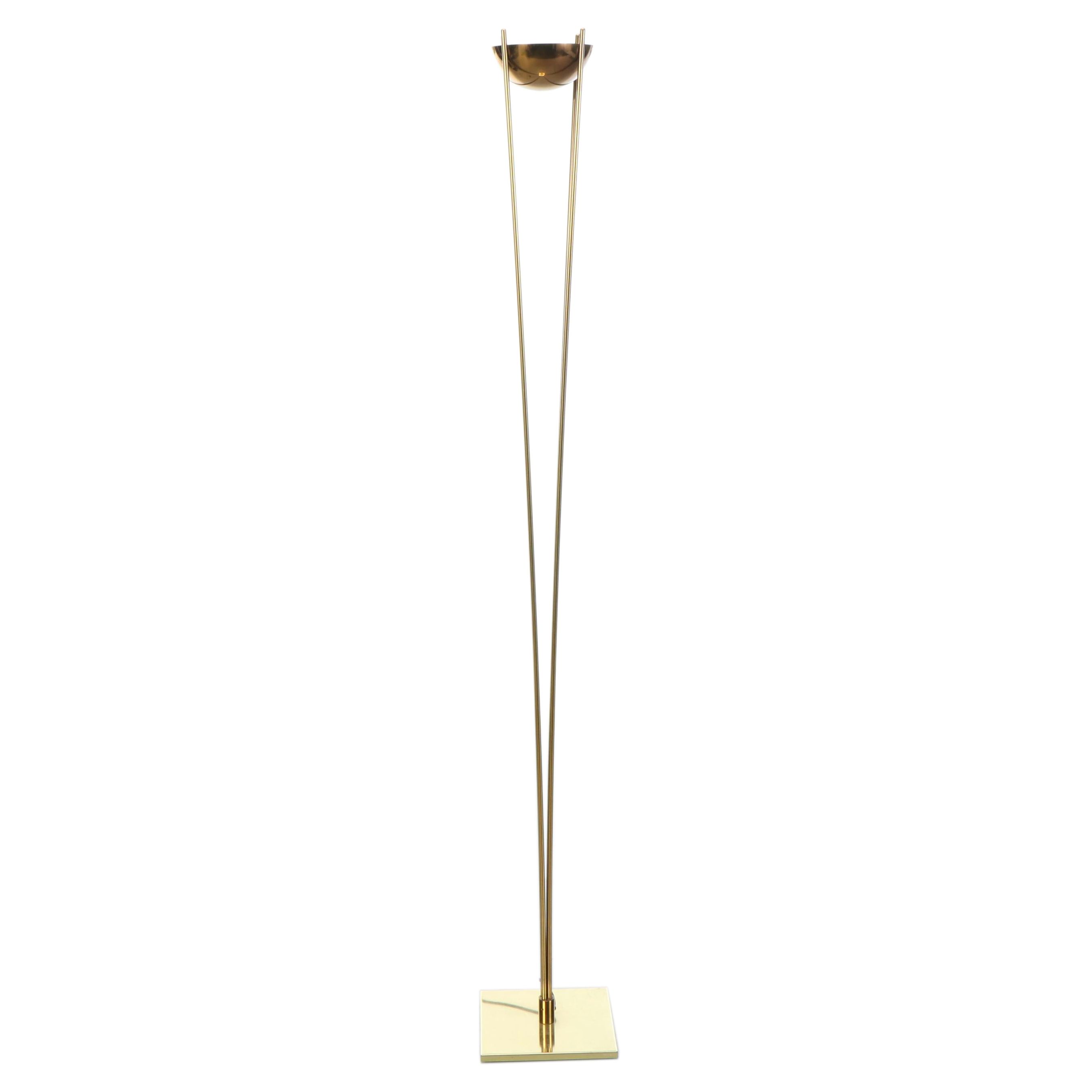 Relux Milano Polished Brass Four-Arm Torchère Brass Bowl Floor Lamp