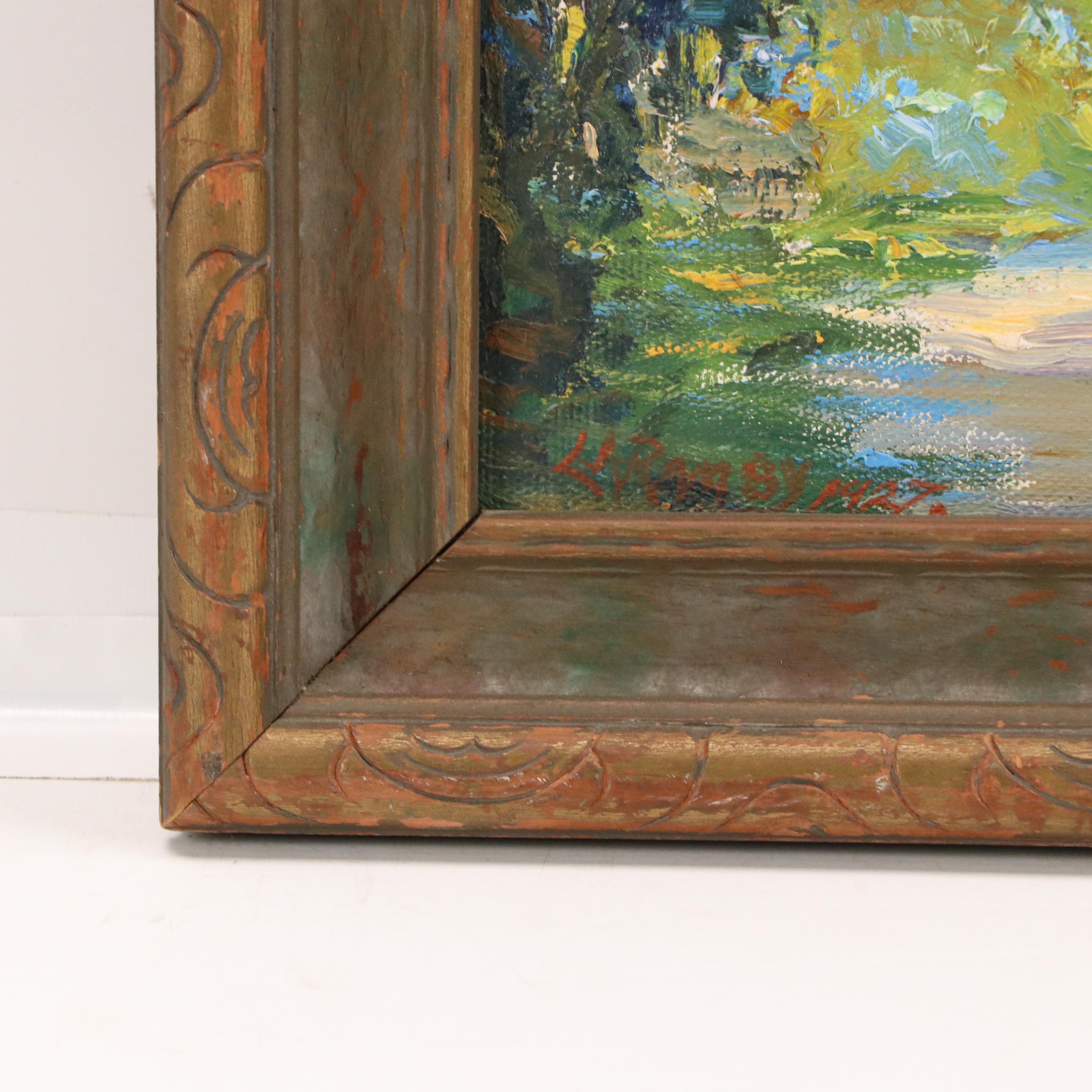 Louis A. Ramsy Landscape Oil Painting of Yosemite Valley, 1927