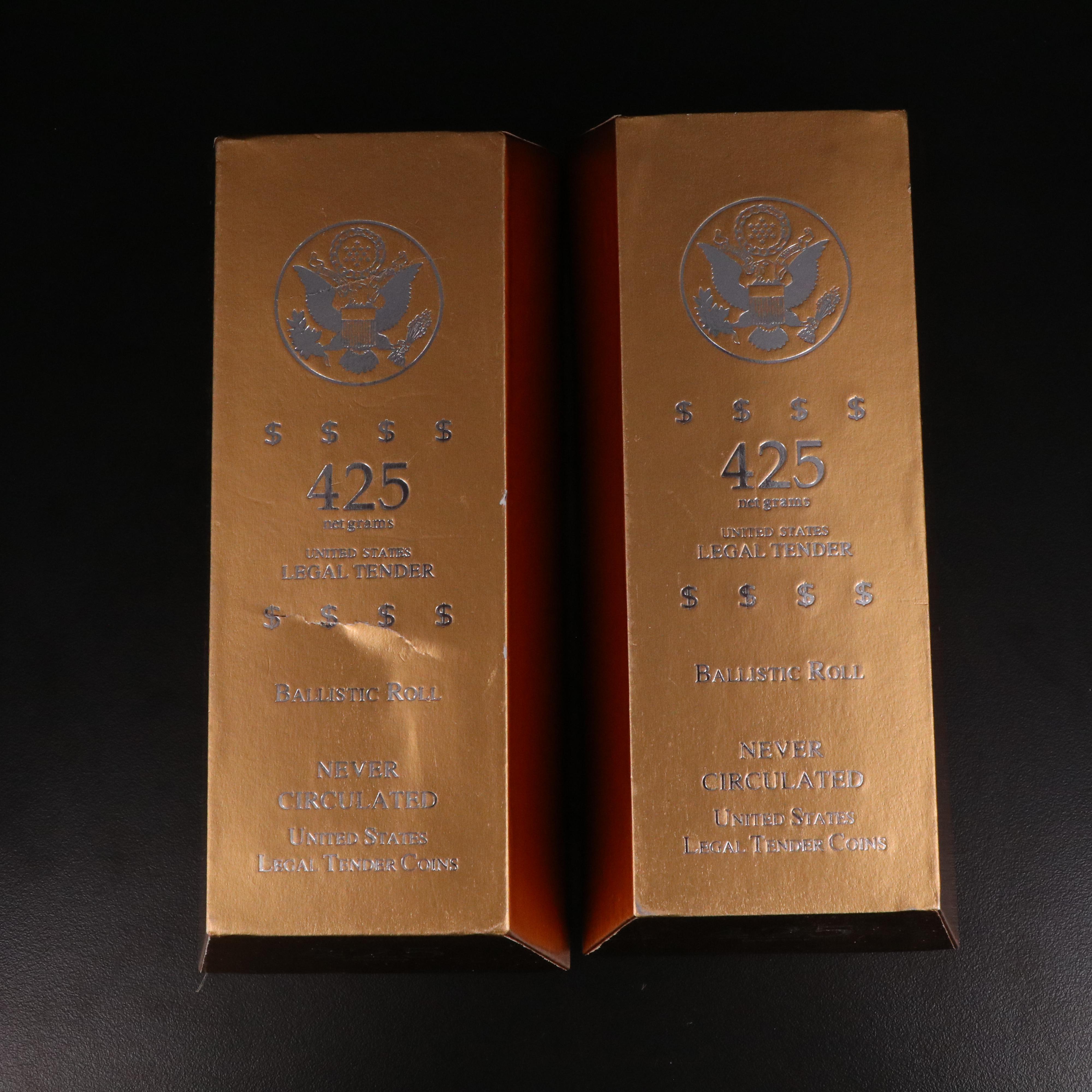 Two "Ballistic Rolls" of Uncirculated U.S. Presidential Dollars