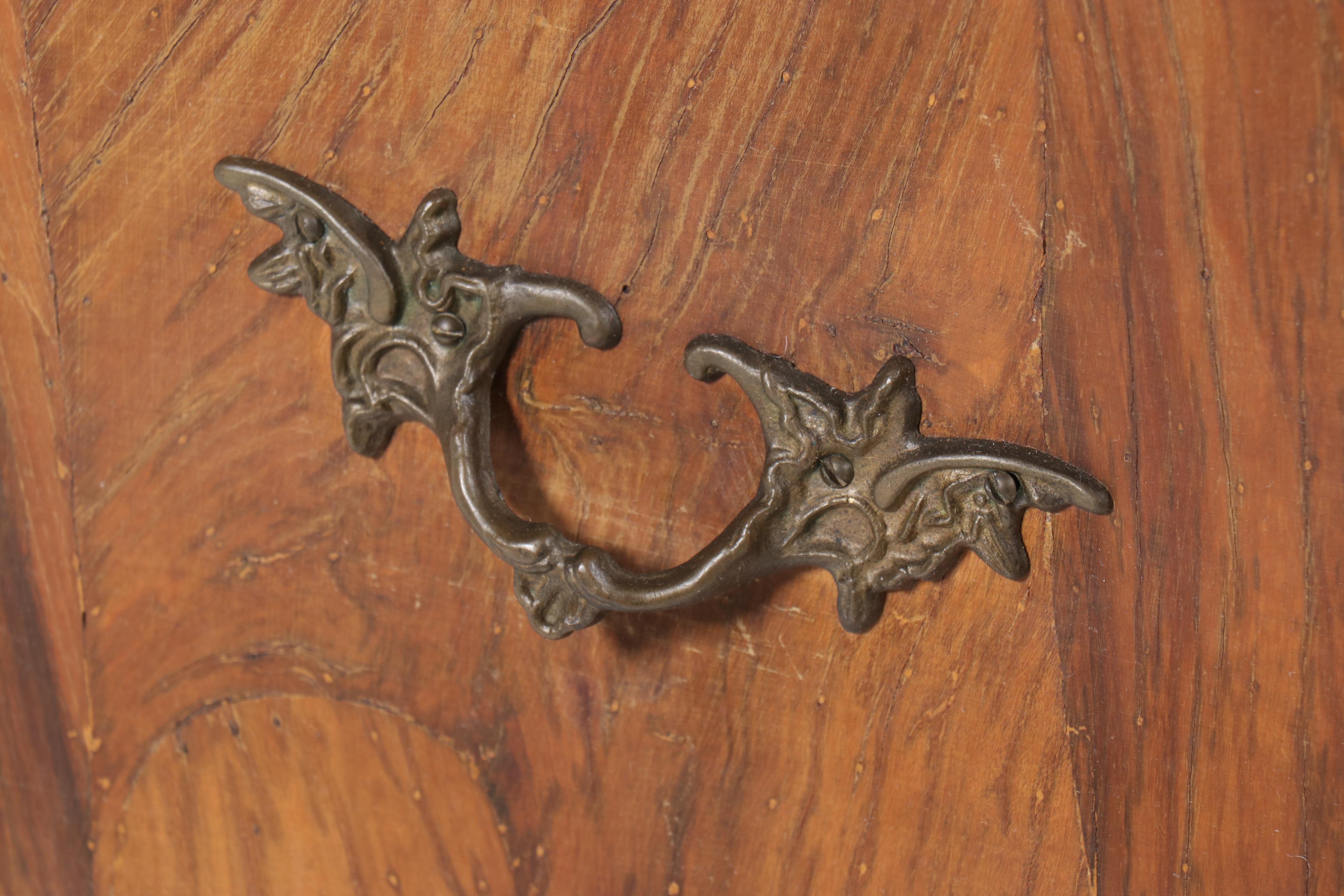 French Louis XV Style Cherry Root Wood Bombé Chest, Antique