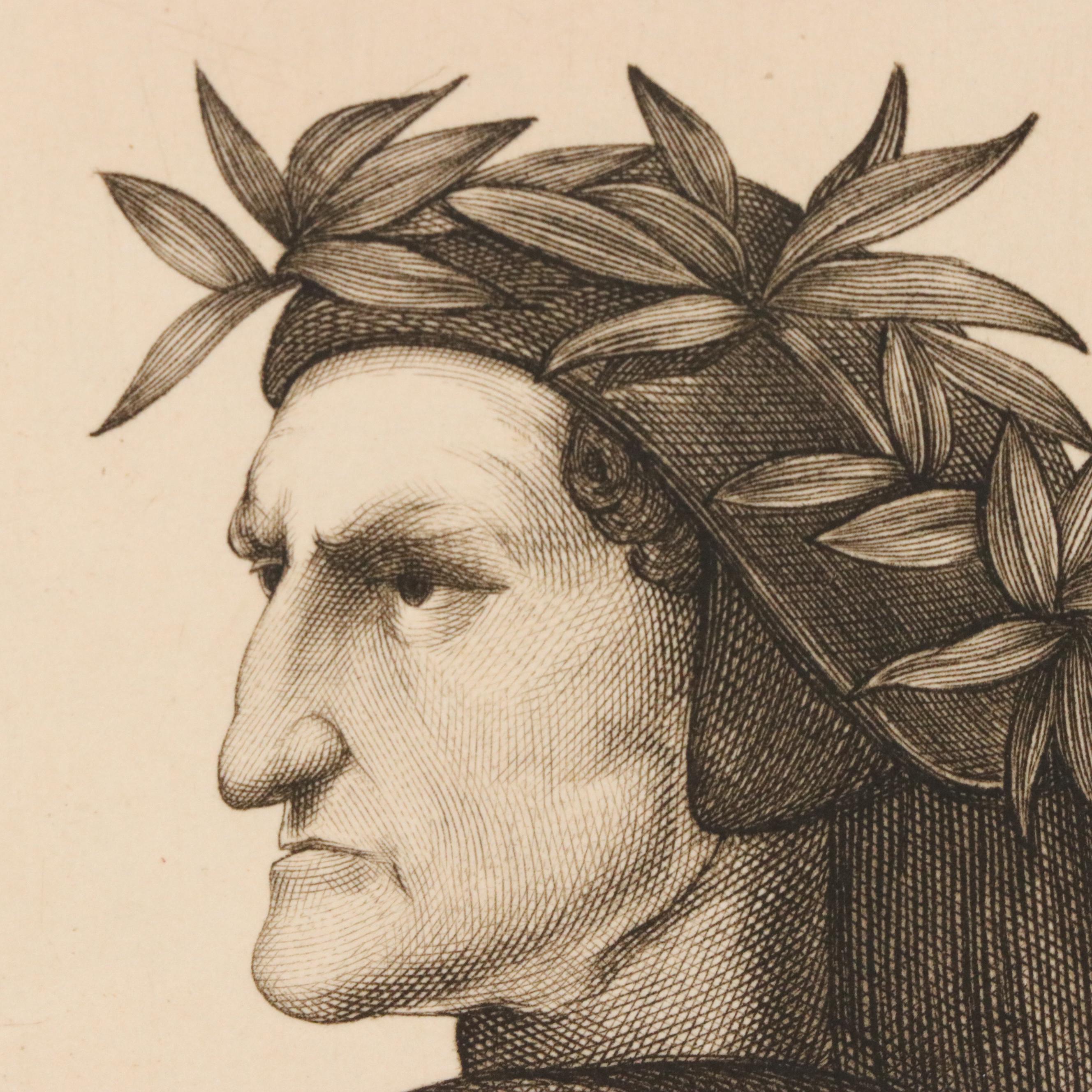 Pair of Intaglio Prints Including "Dante" After Raphael, 19th Century