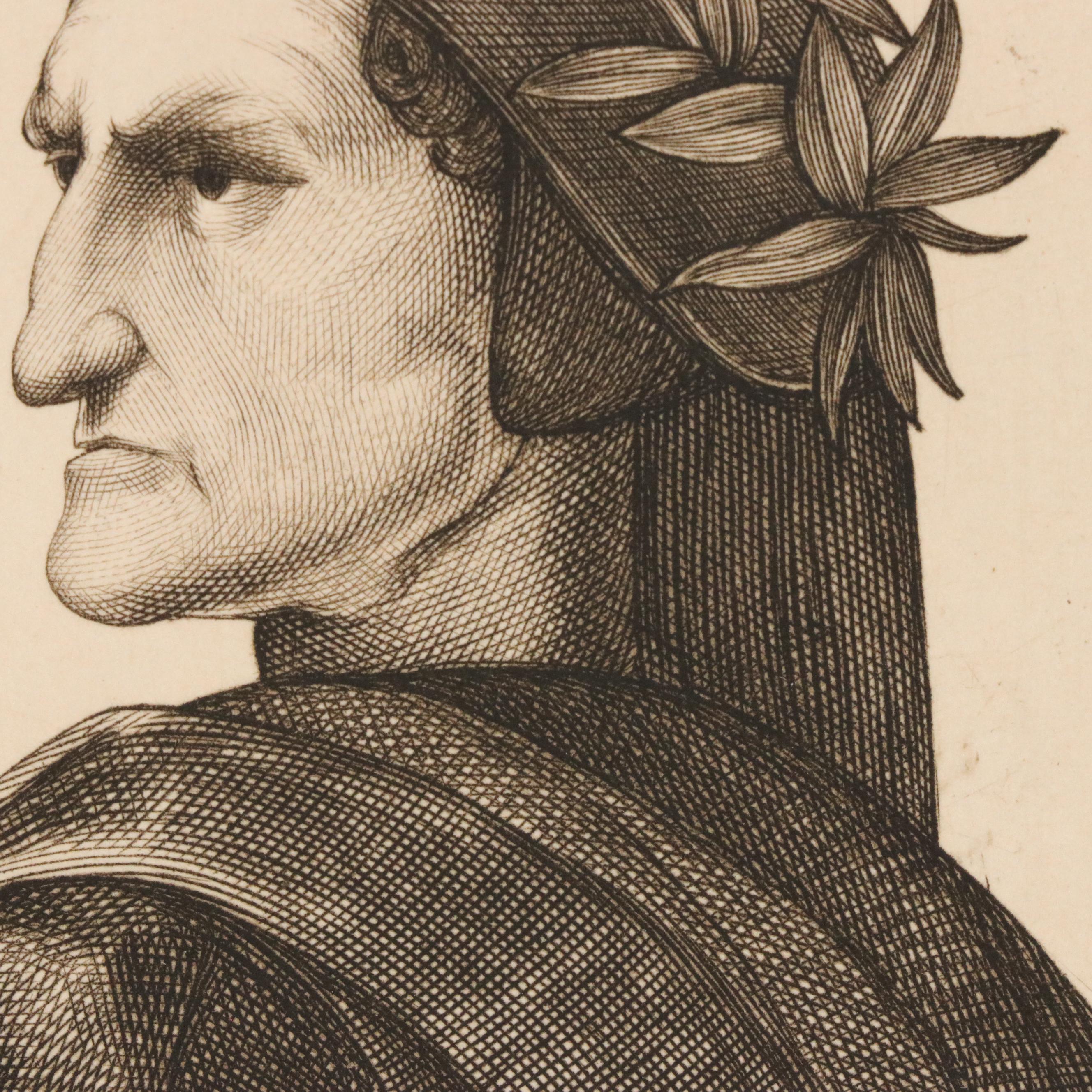 Pair of Intaglio Prints Including "Dante" After Raphael, 19th Century